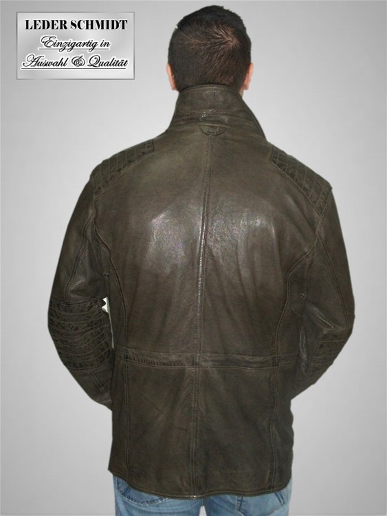 oliv langer Herren Lederjacke sportlich