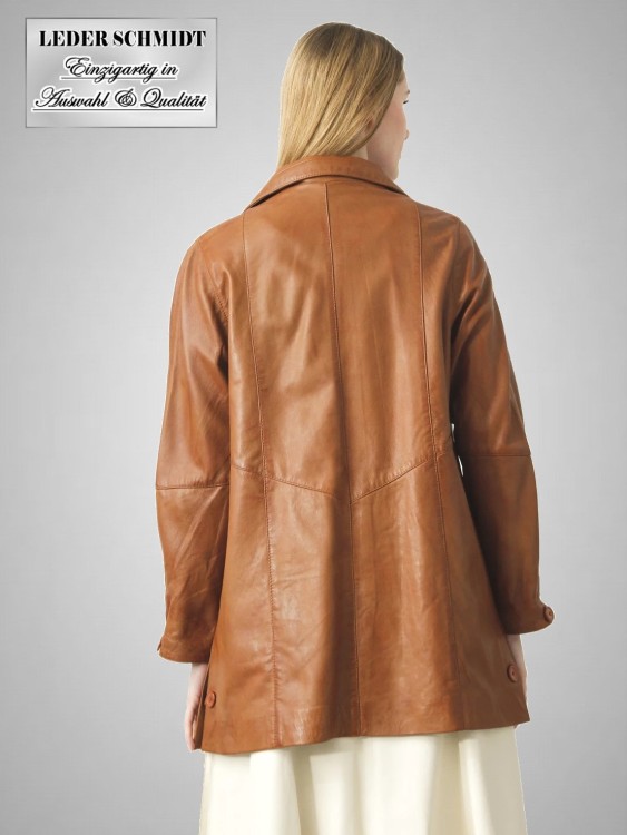 Lerjacken lang Damen cognac echtes Leder