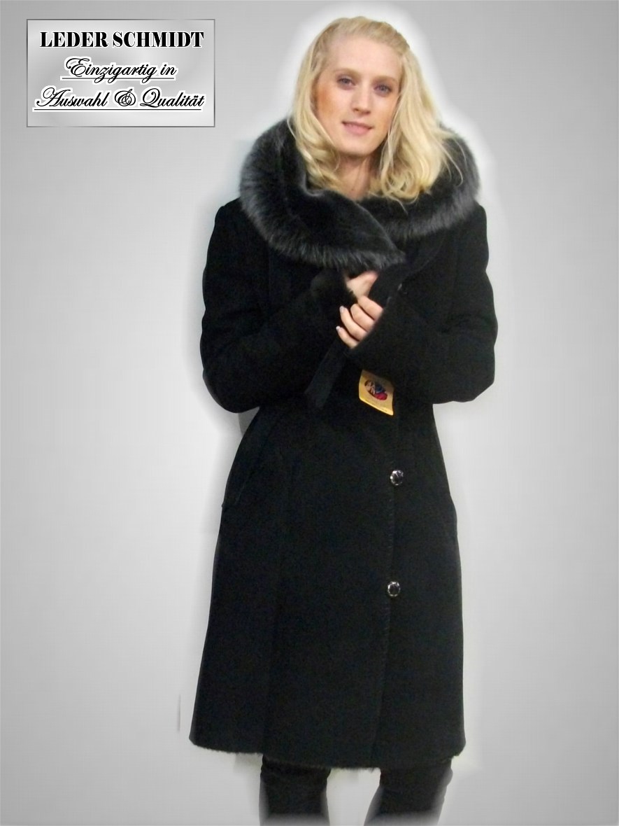 Trenchcoat Schwarzer Wollmantel Damen Mit Kapuze ASOS DESIGN