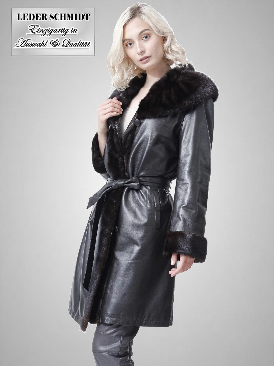 Damen Mantel Ledermantel Mit Echtfell Ledermantel Mit Fell Damen