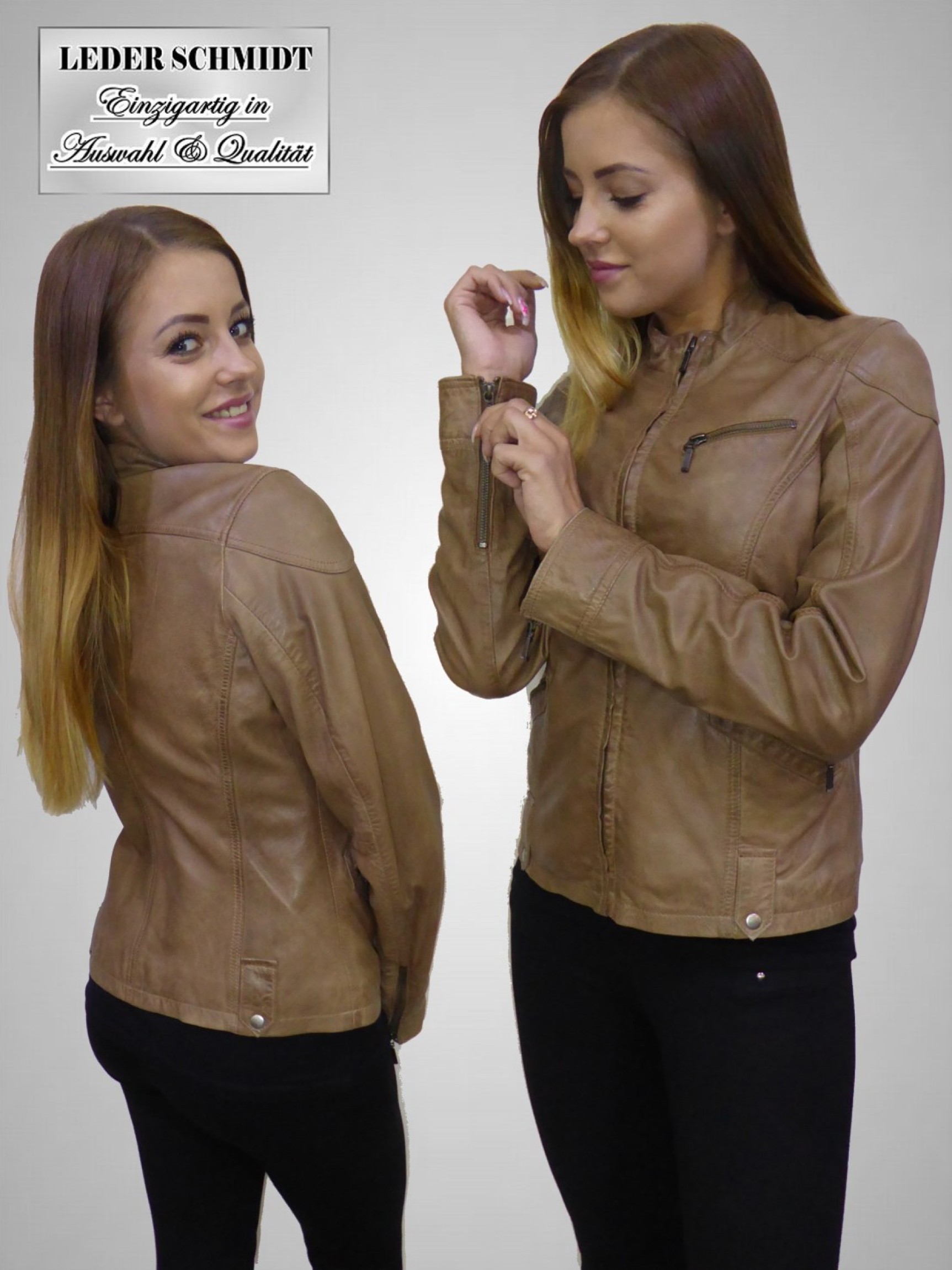 Damen Lederjacke Bikerstyle