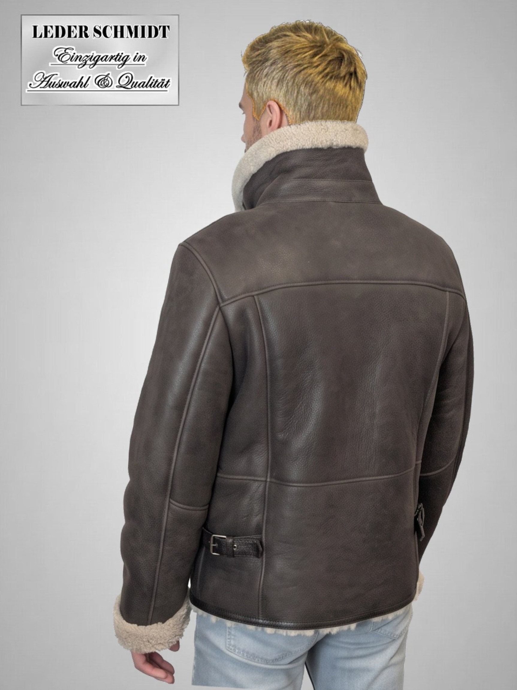 kurze Herren Lammfelljacke braun