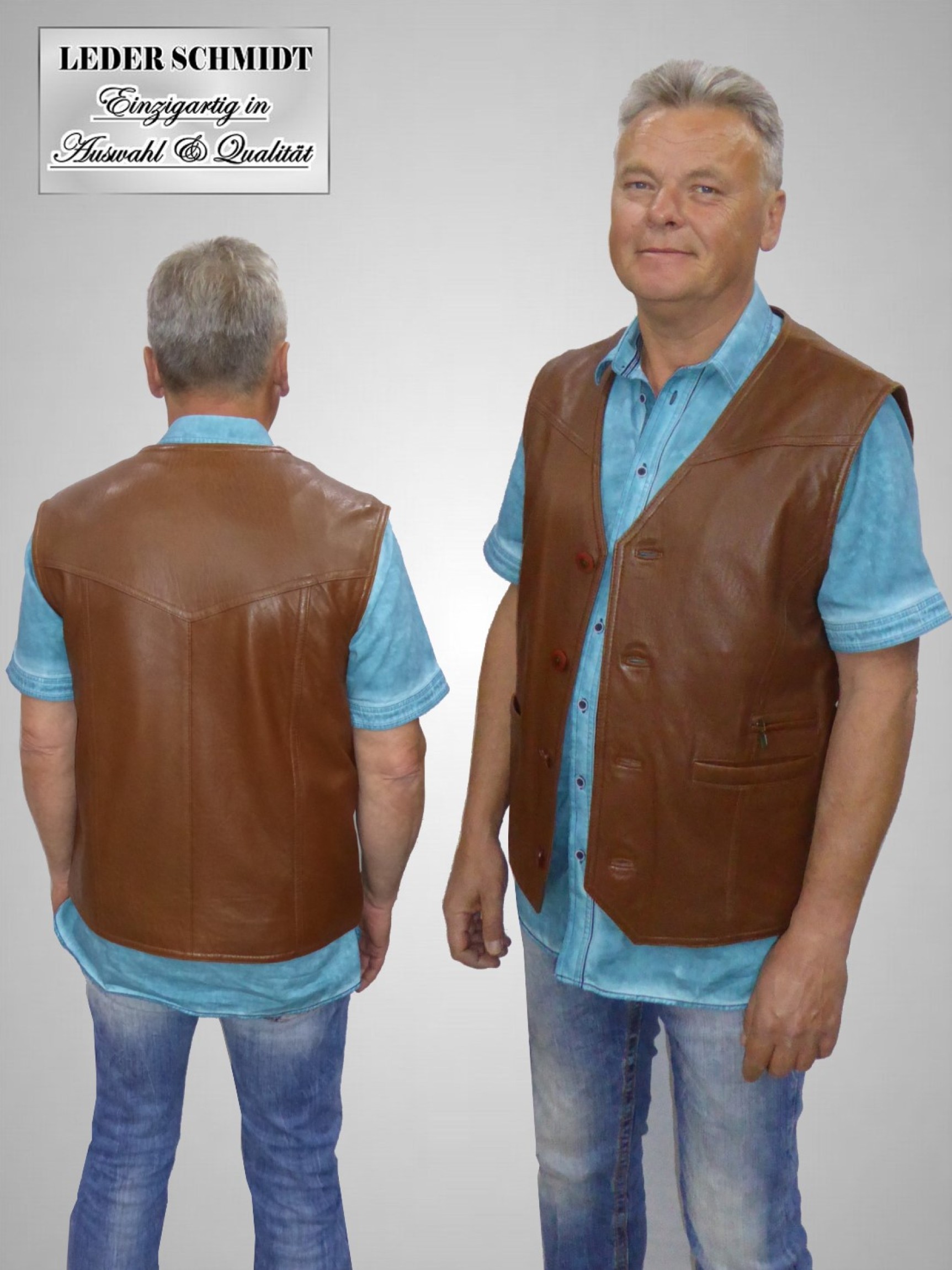 kurze klassische Herren Lederweste in Lammnappa