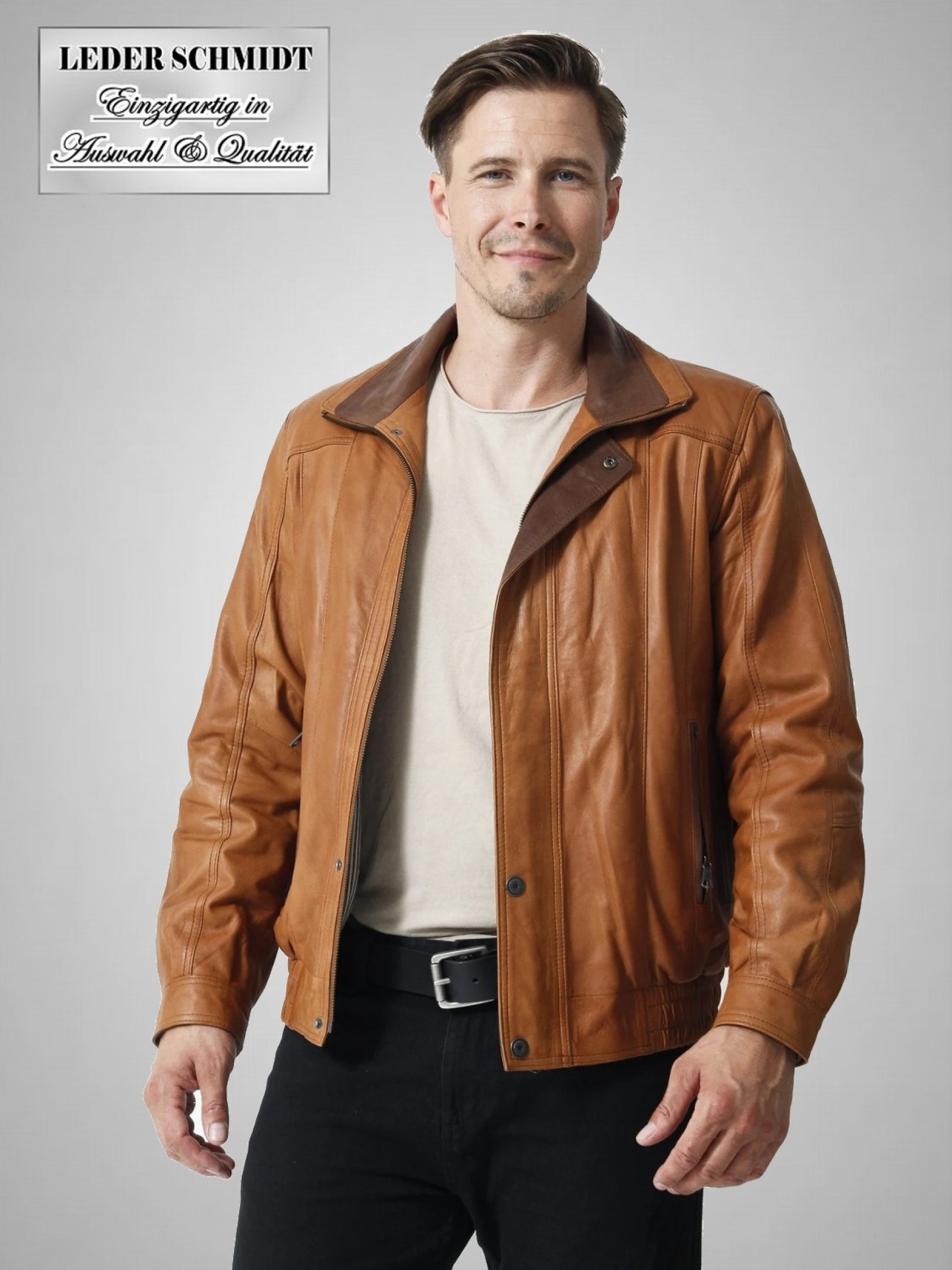 kurze braune Herren Lederjacke Blouson