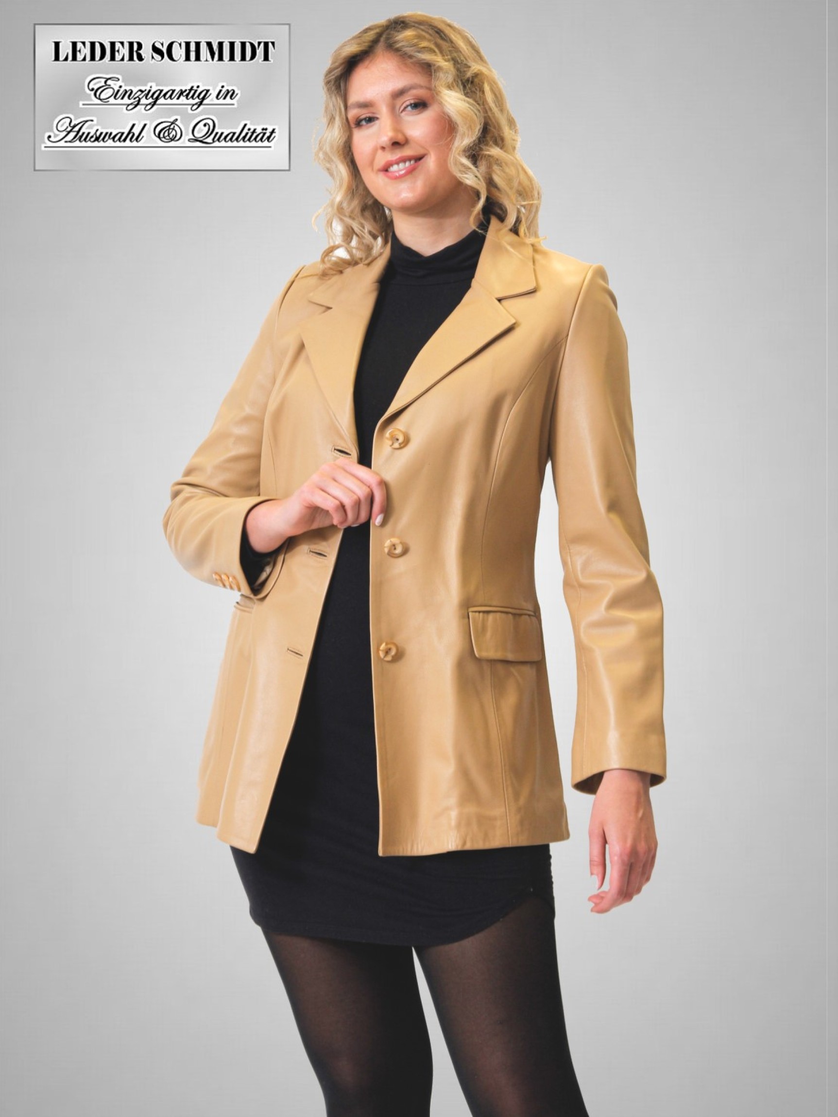 echtes Damen Ledersakko Lederblazer lang exklusiv mit Knöpfe