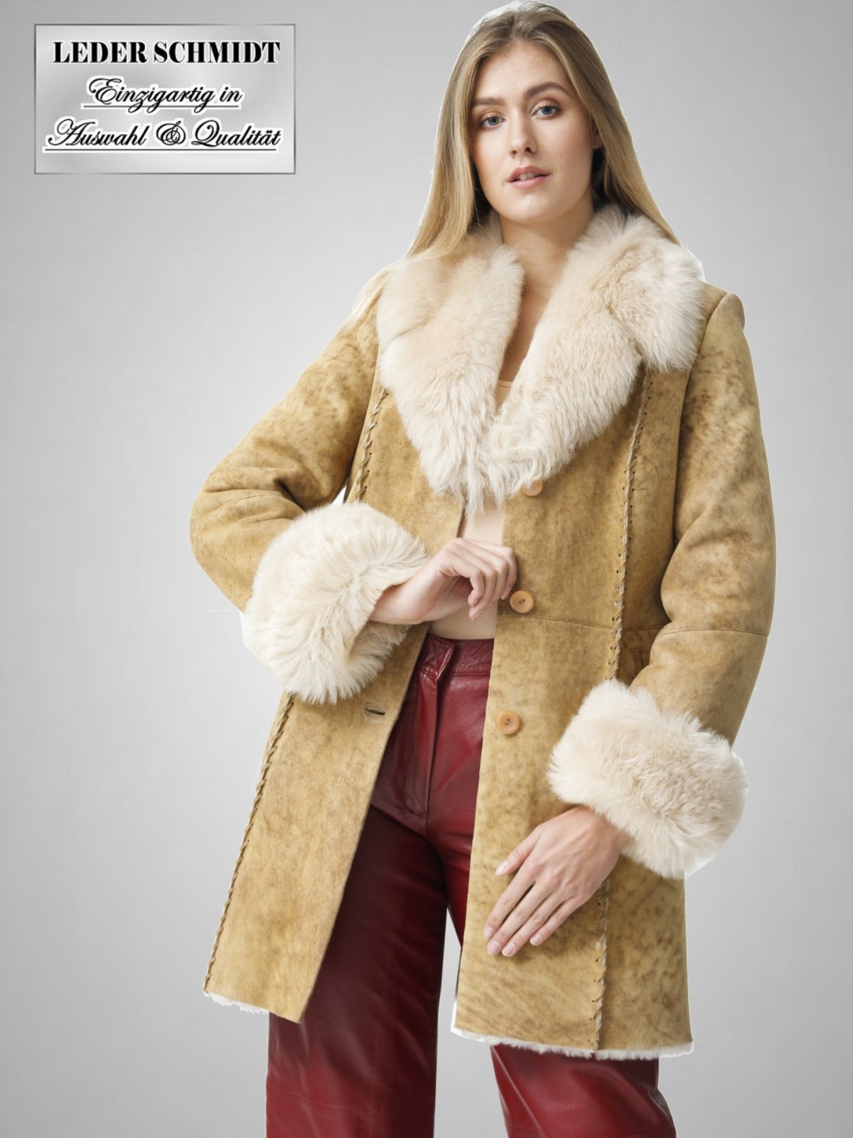 Damen Lammfelljacke mit Toskana- Besatz