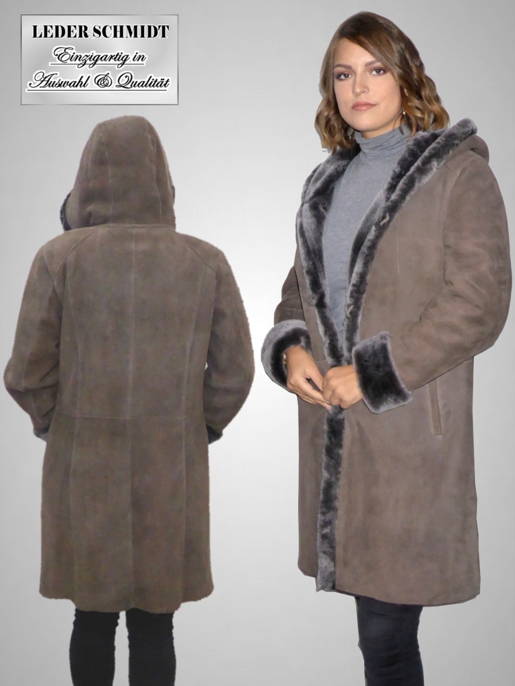 lange Lammfelljacke für Dame