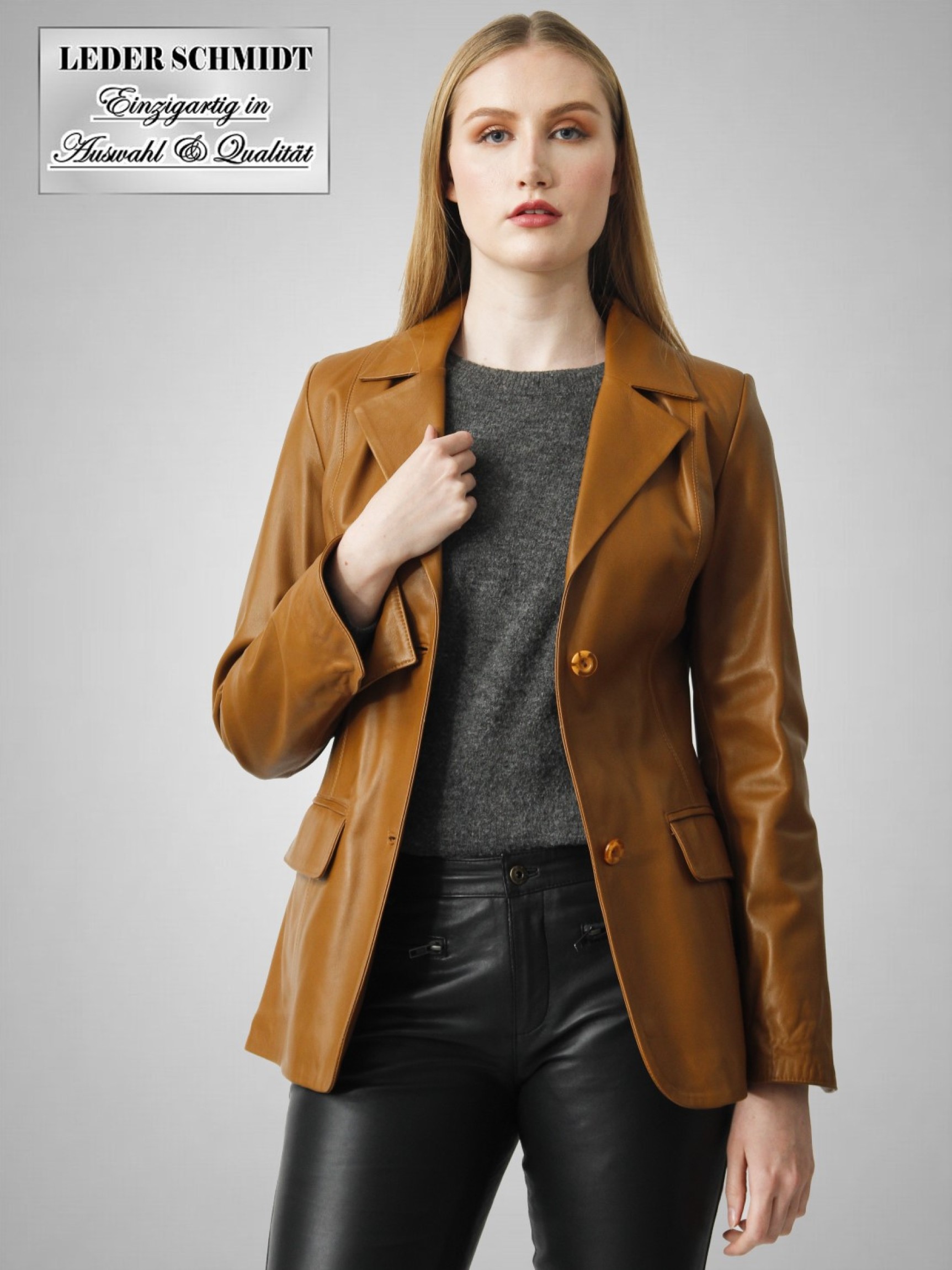 Lederblazer Damen lang echtes Lammnappa