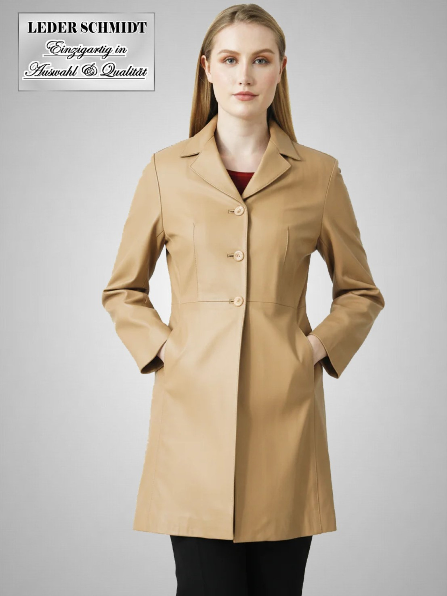 Damen Leder Kurzmantel