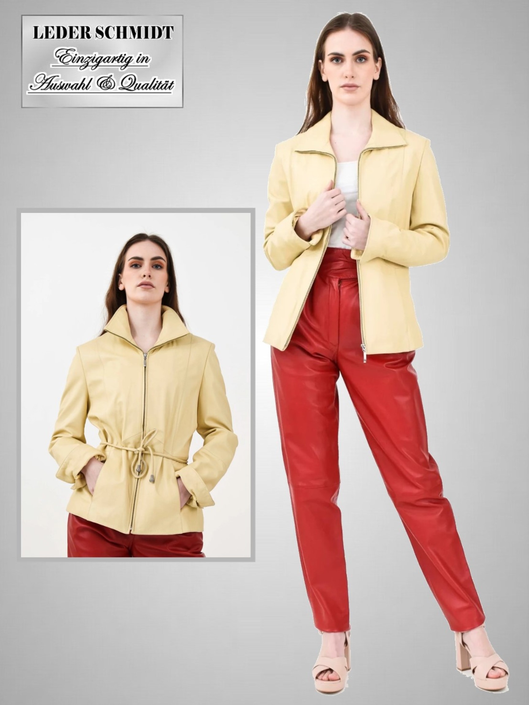 Lederjacke Dame Gürtel