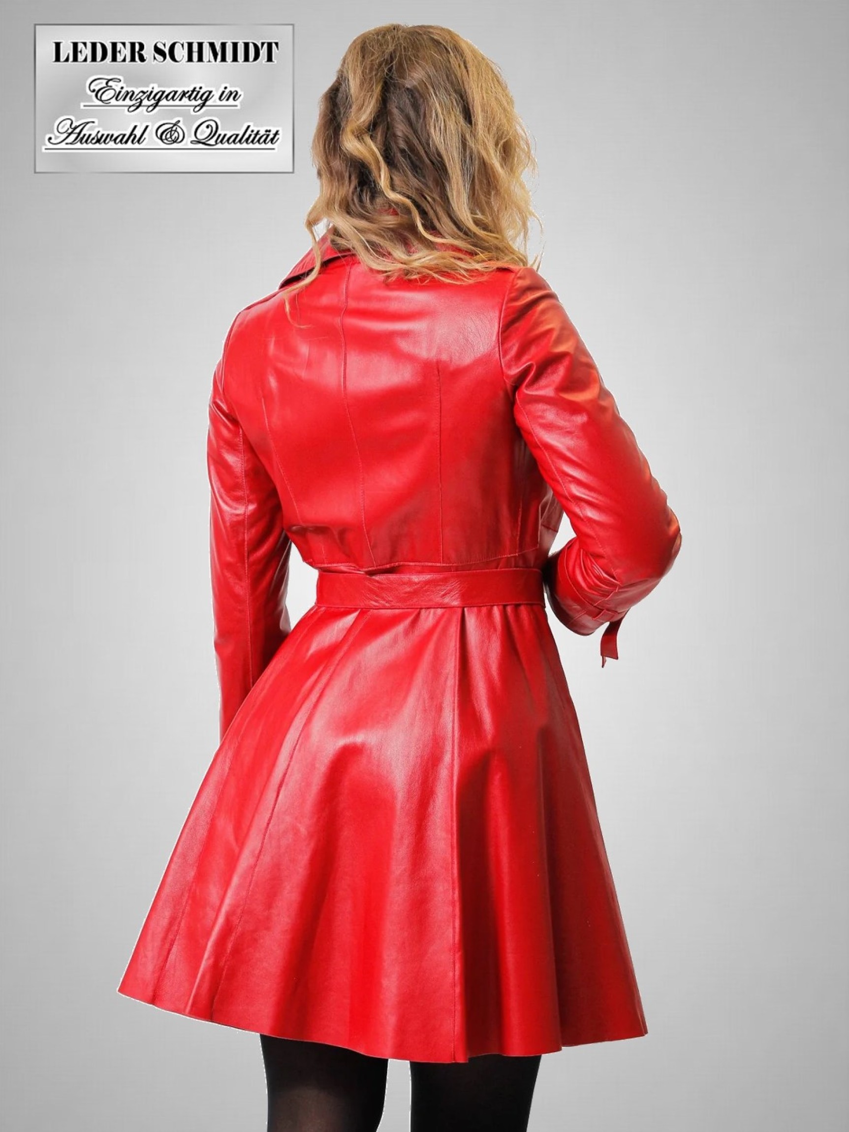 Damen Ledermantel Berlin rot