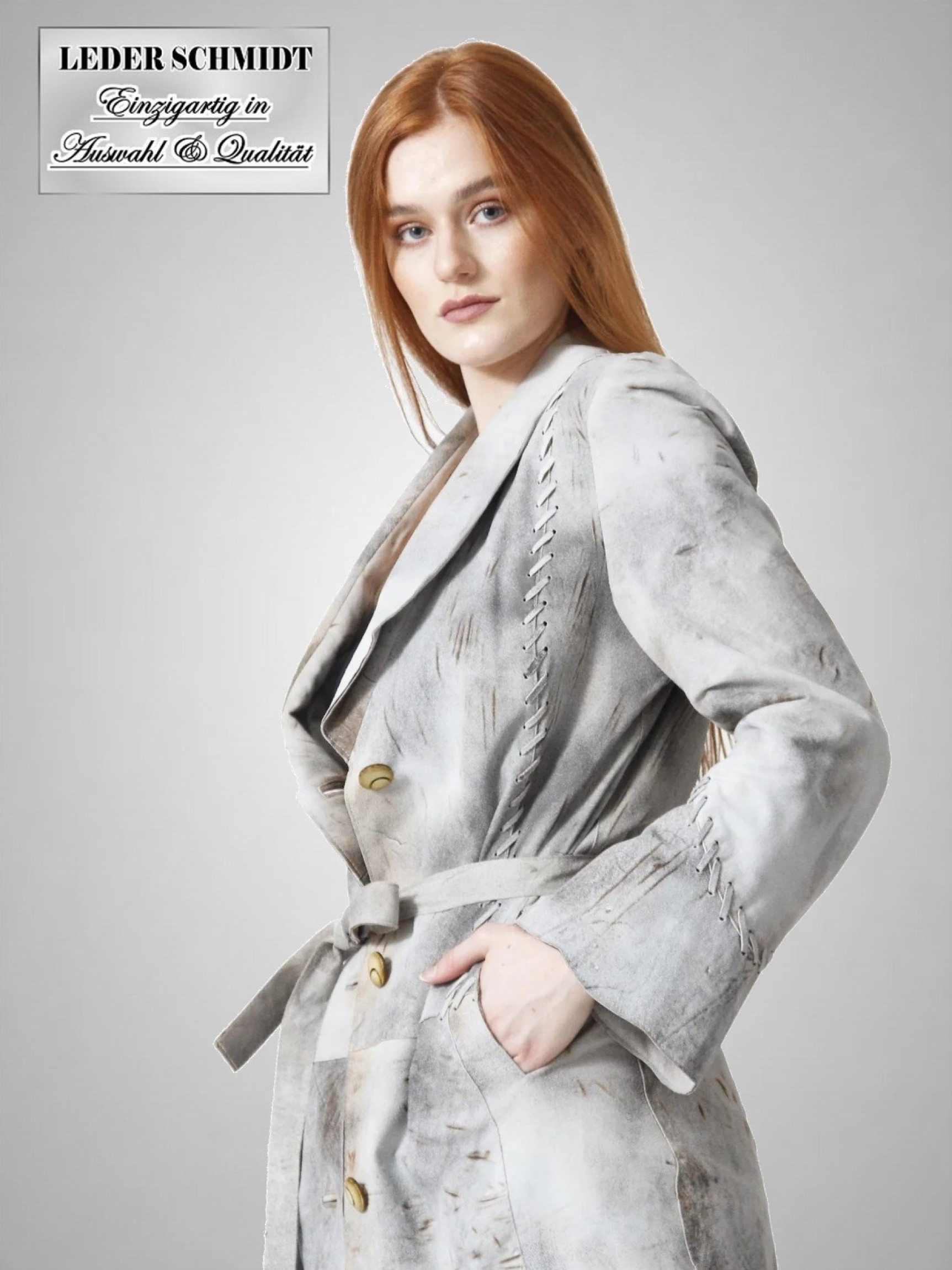 Damen Mantel in Veloursleder
