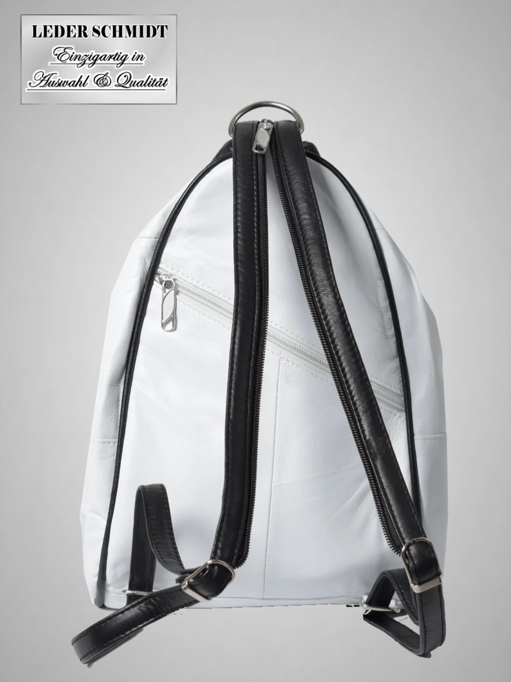 weißer Lederrucksack leicht