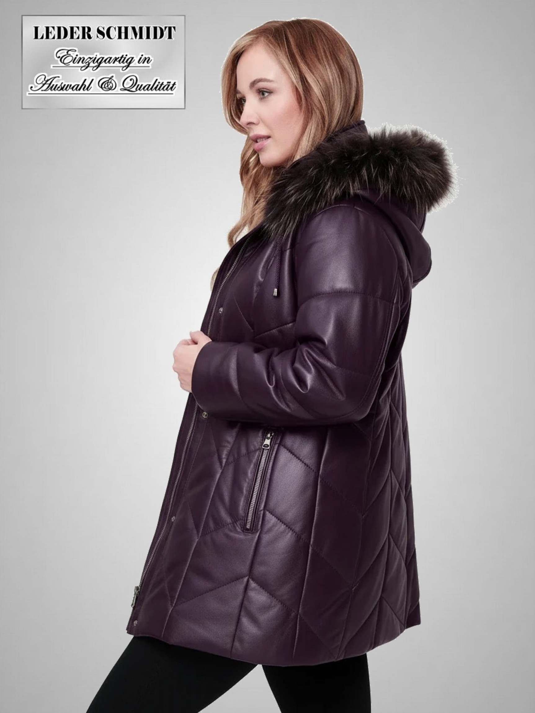 Hochwertiger Damen-Leder-Parka mit Kapuze