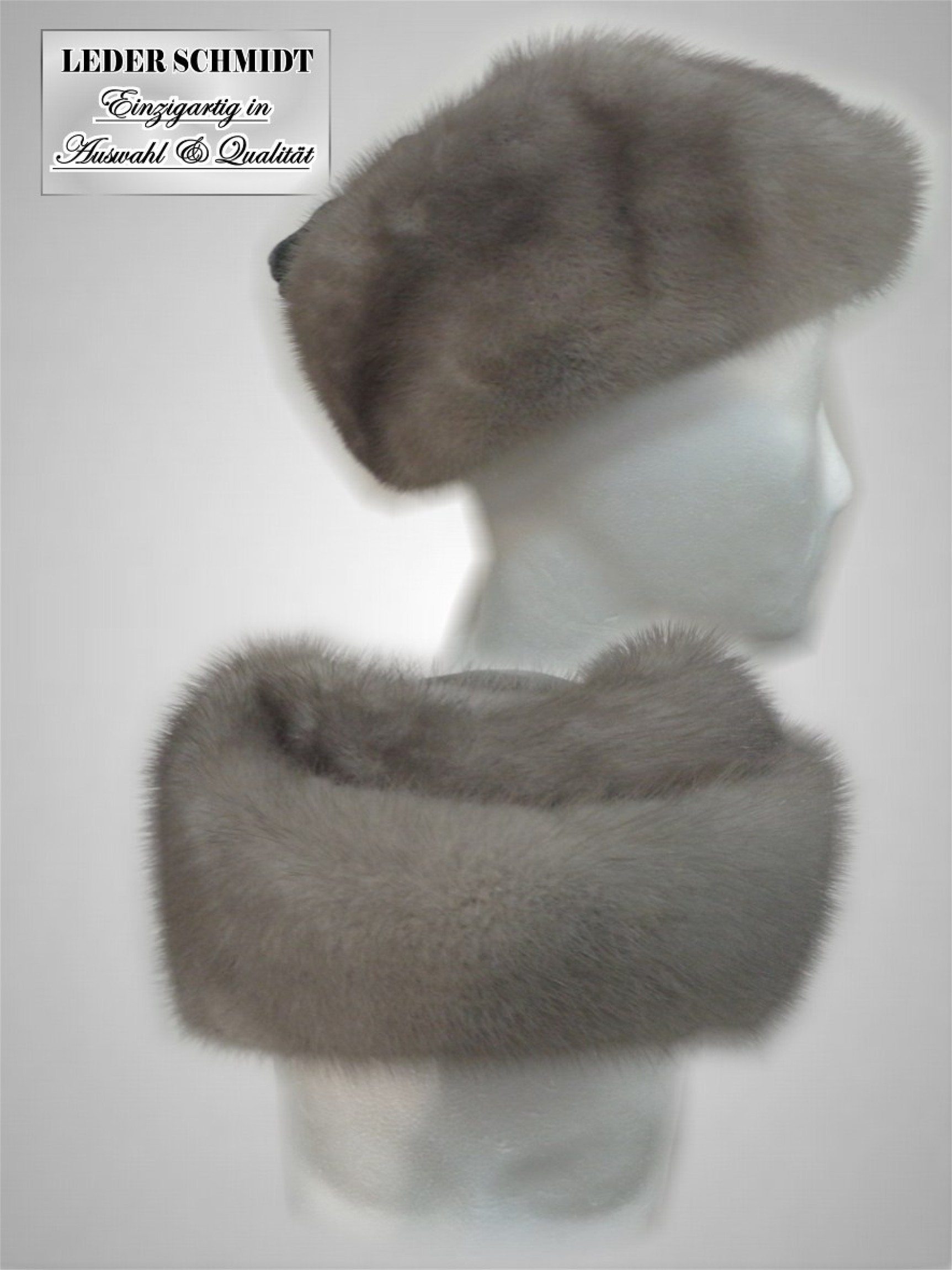 graue Pelzmütze Nerz Damen