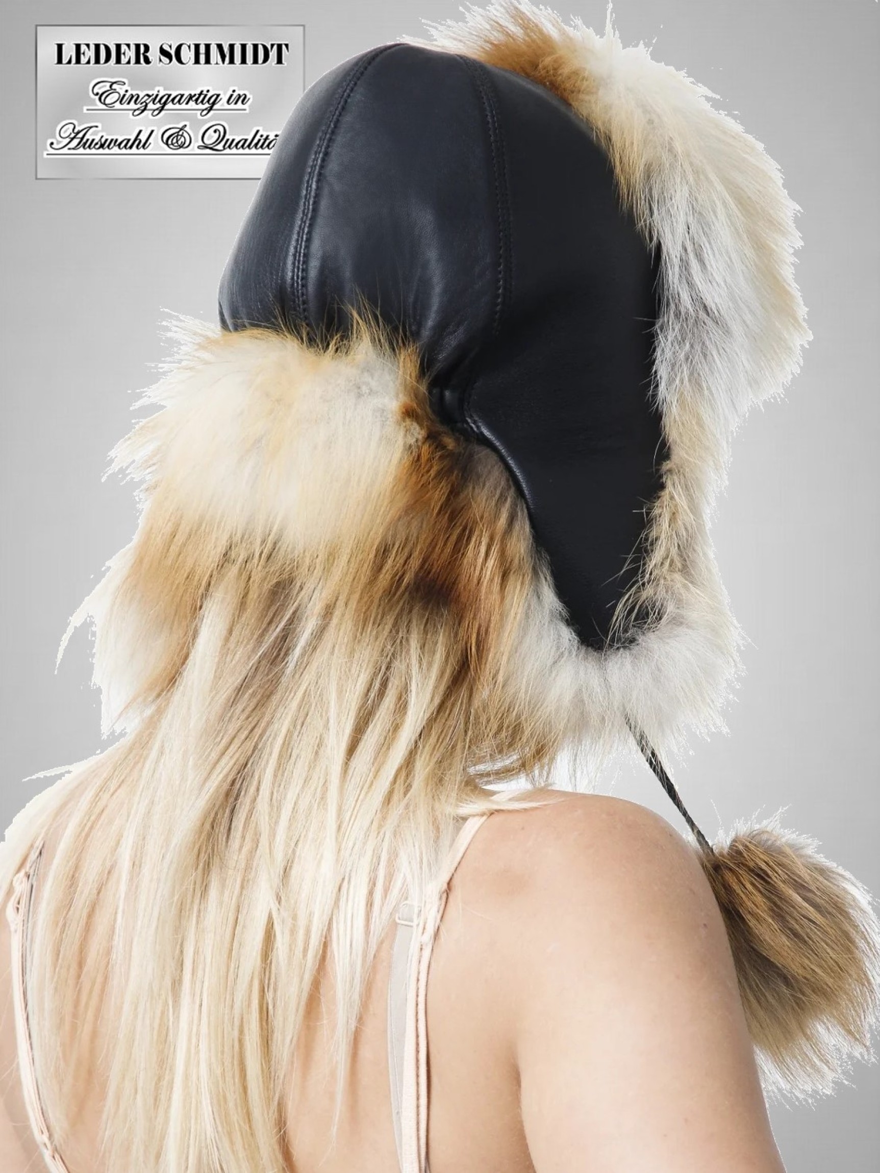 Damen Leder-Pelz-Mütze