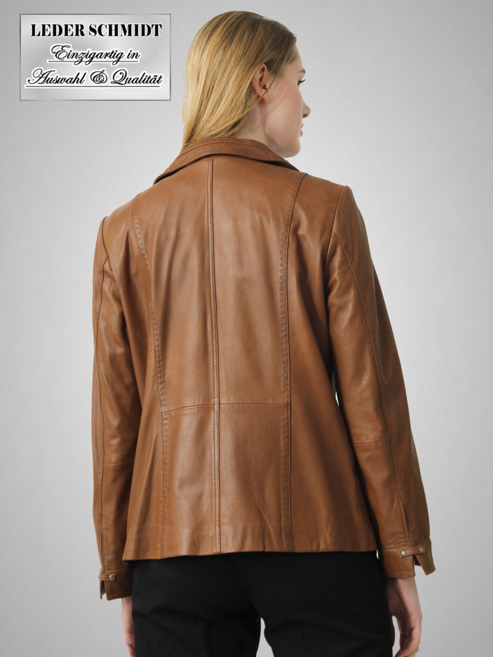 Damen-Lederjacke mit Ziernähten
