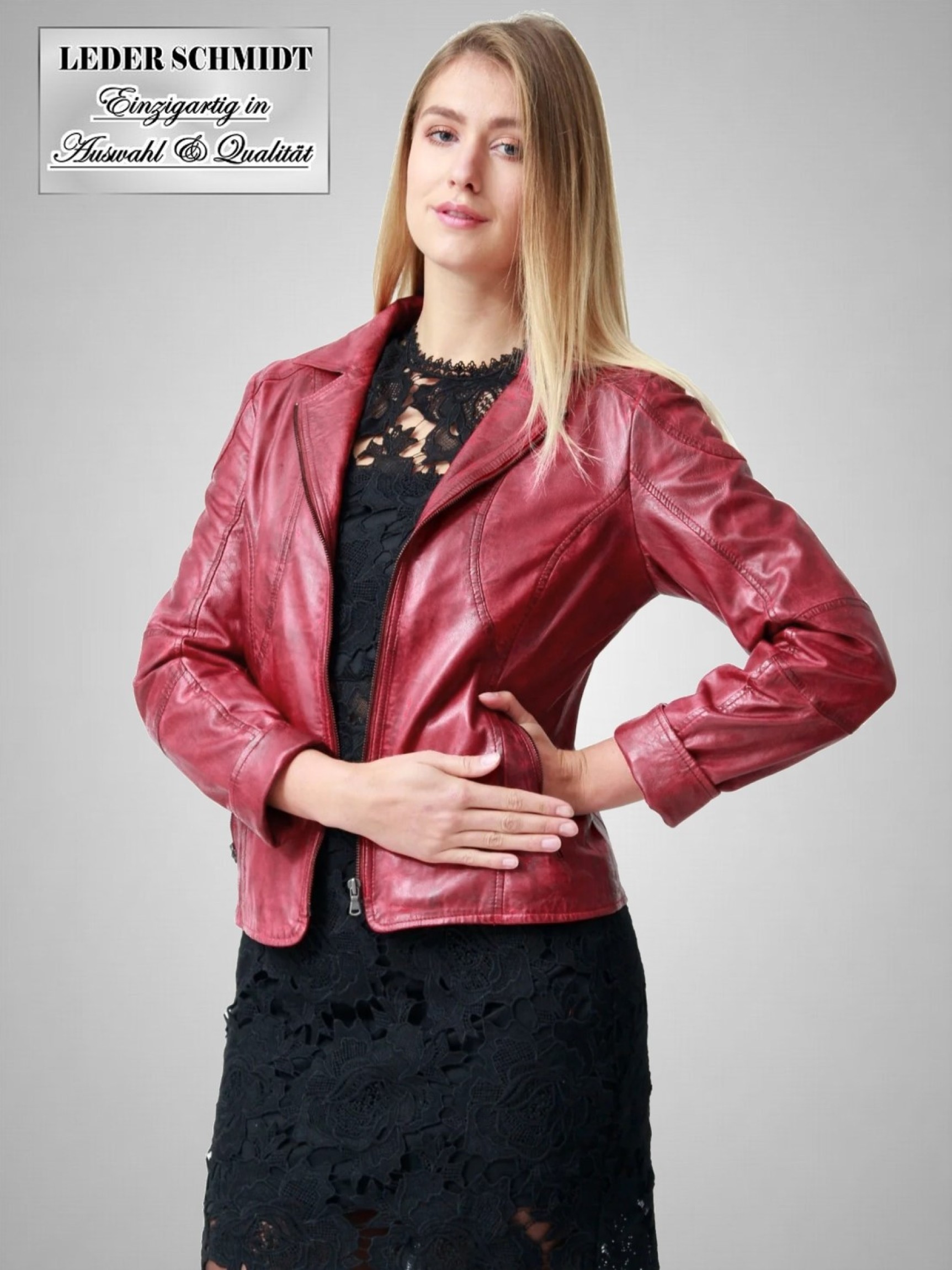 rote vintage Damen Leder Jacke