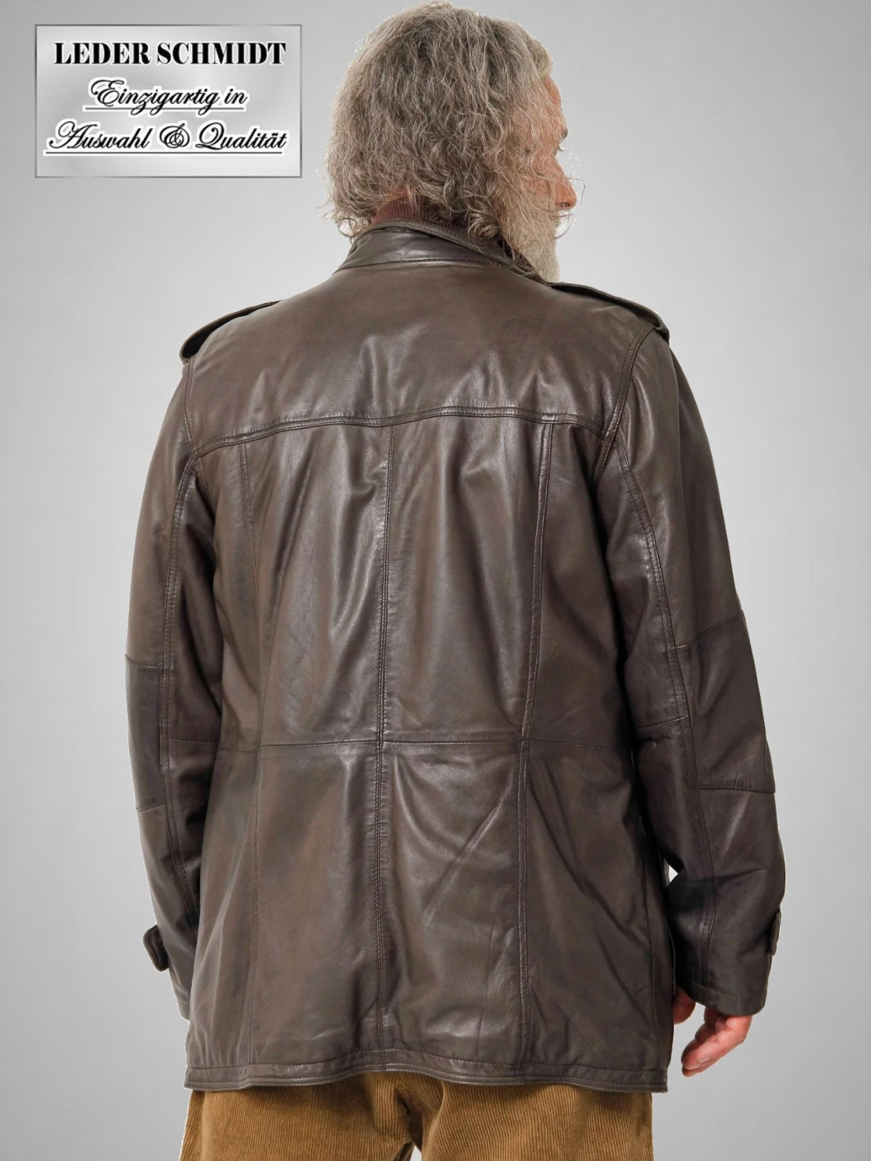lange Herren-Lederjacke