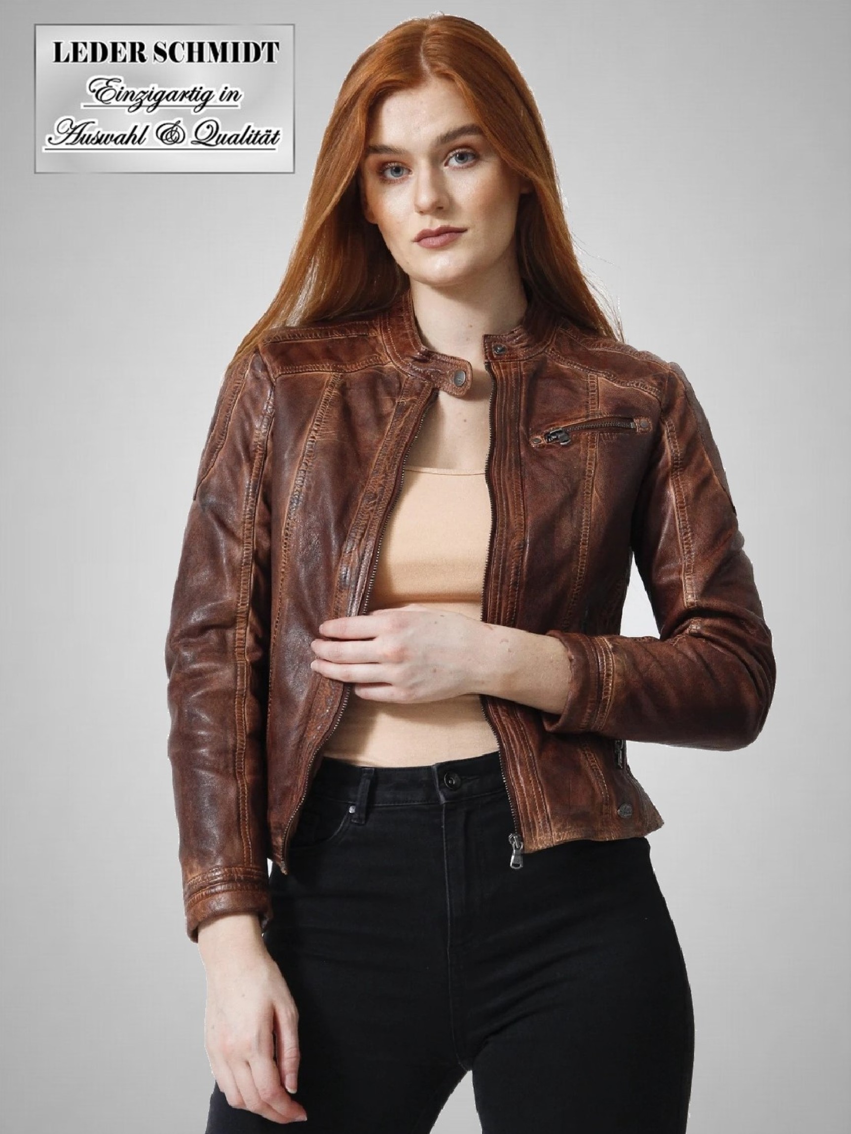 kurze Damen Biker Lederjacke