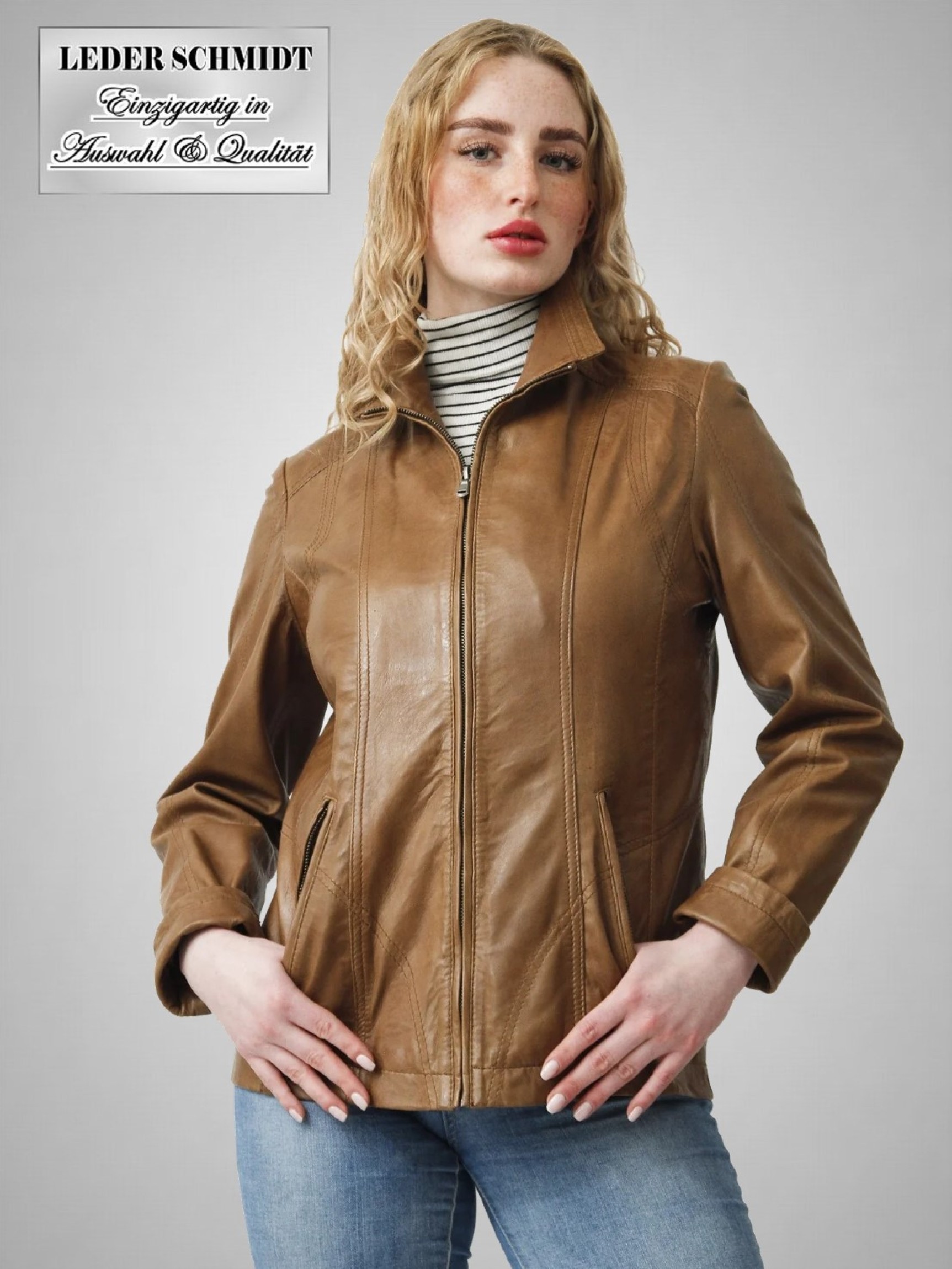 braune Damen Lederjacke leicht