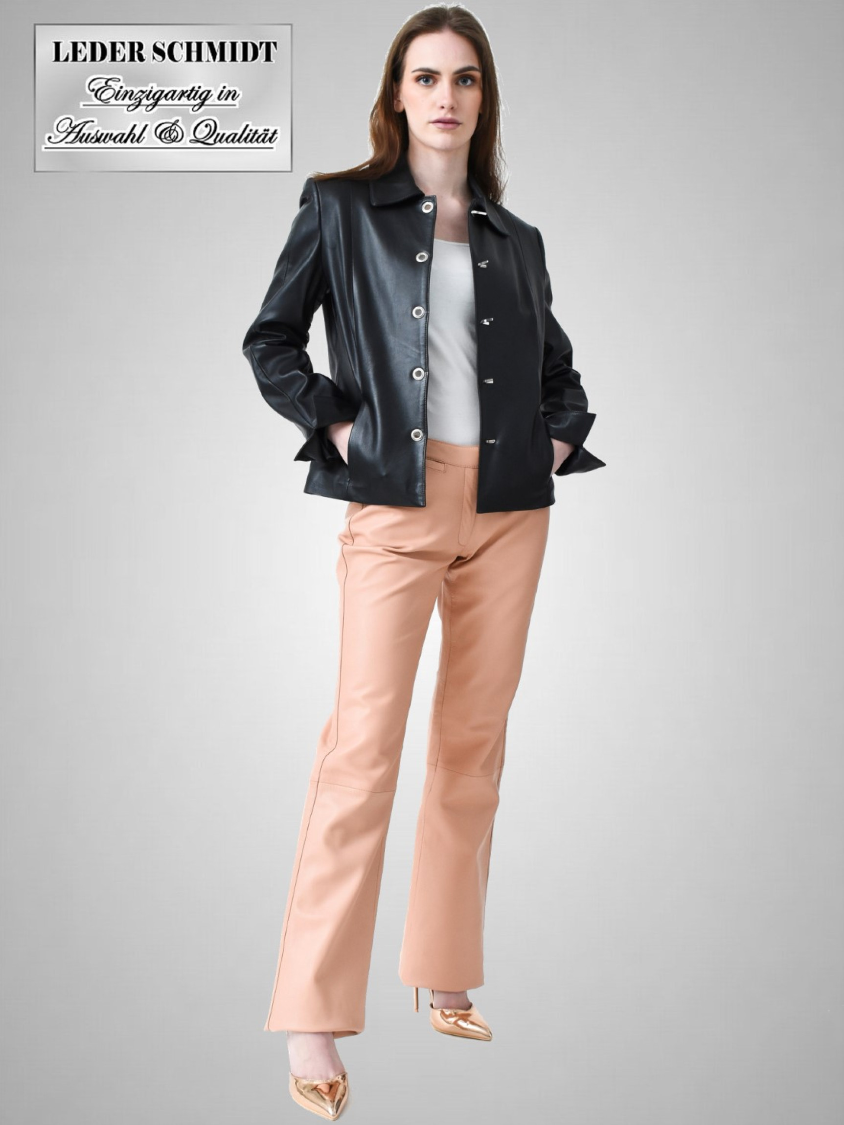 schwarze kurze Damen Lederjacke