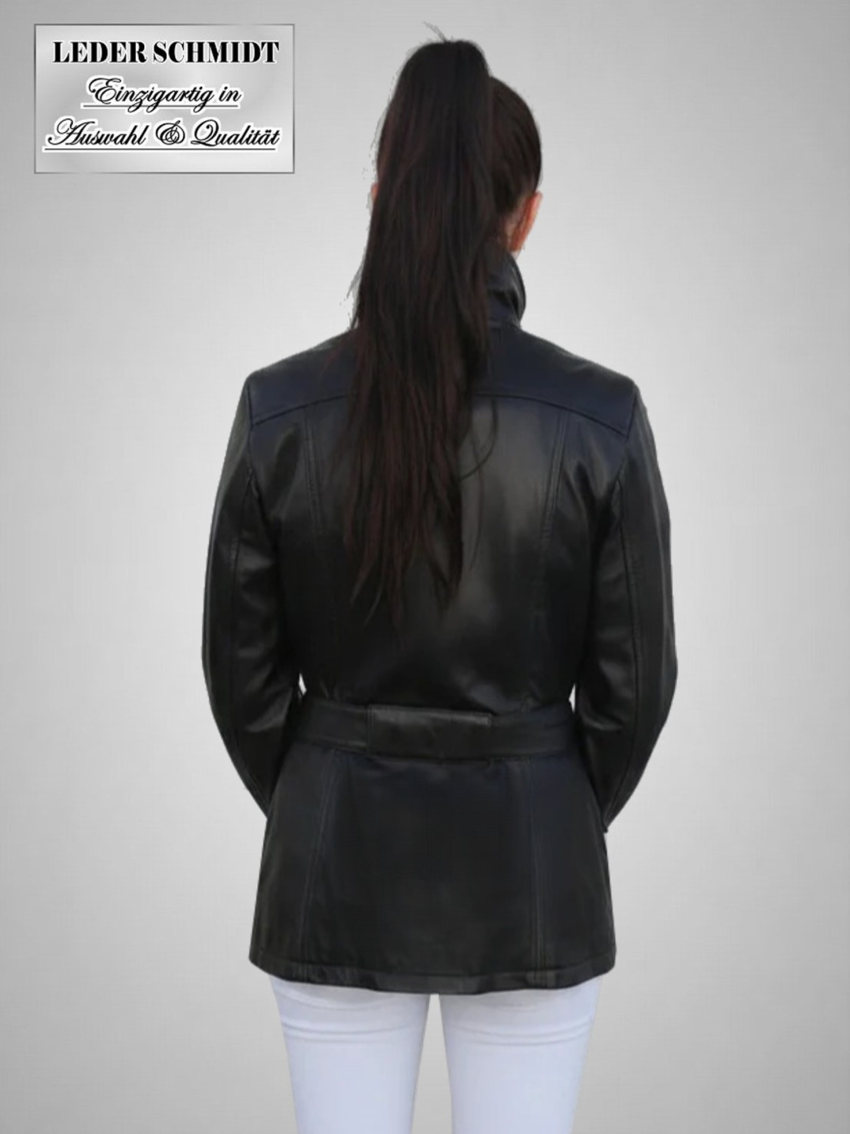halblange Damen-Lederjacke