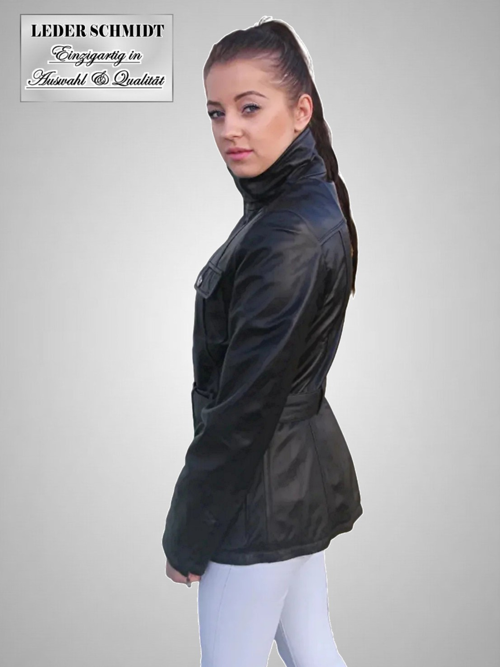 halblange Damen-Lederjacke