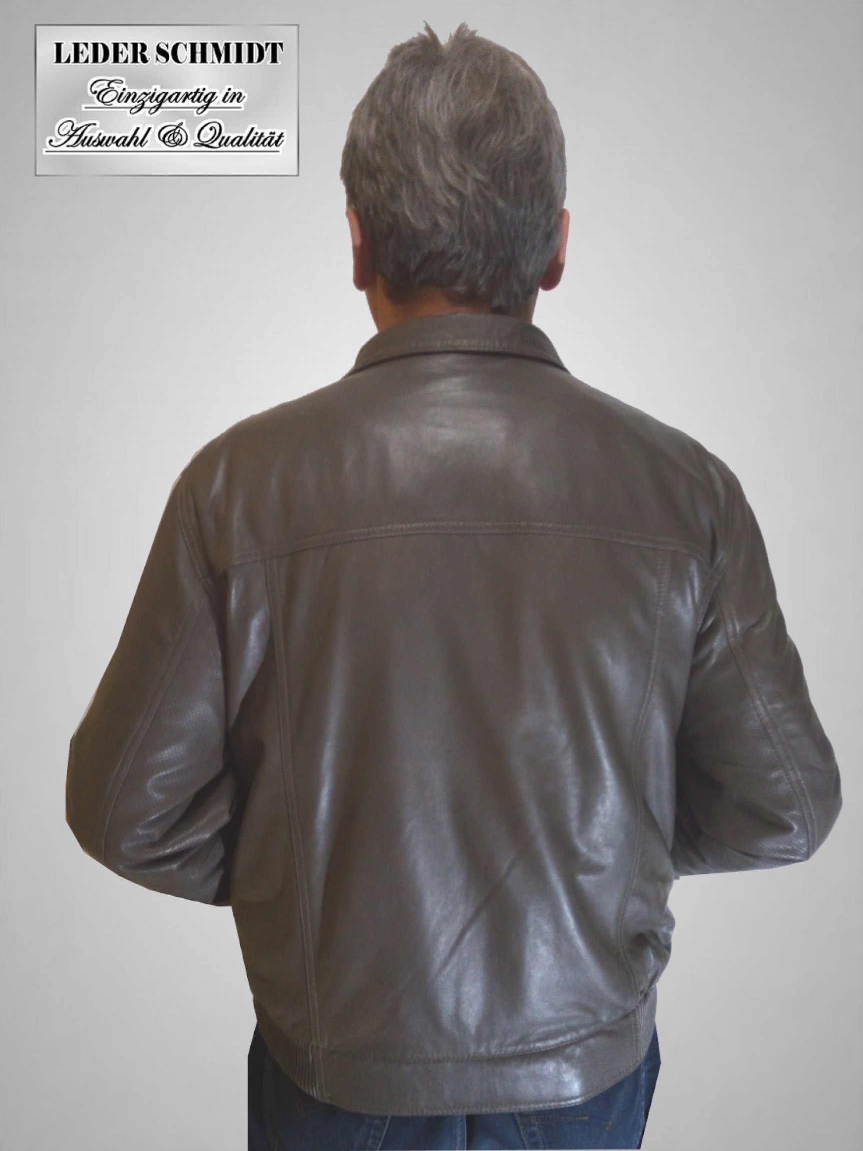 dünner leichter echter Leder-Herren-Blouson grau