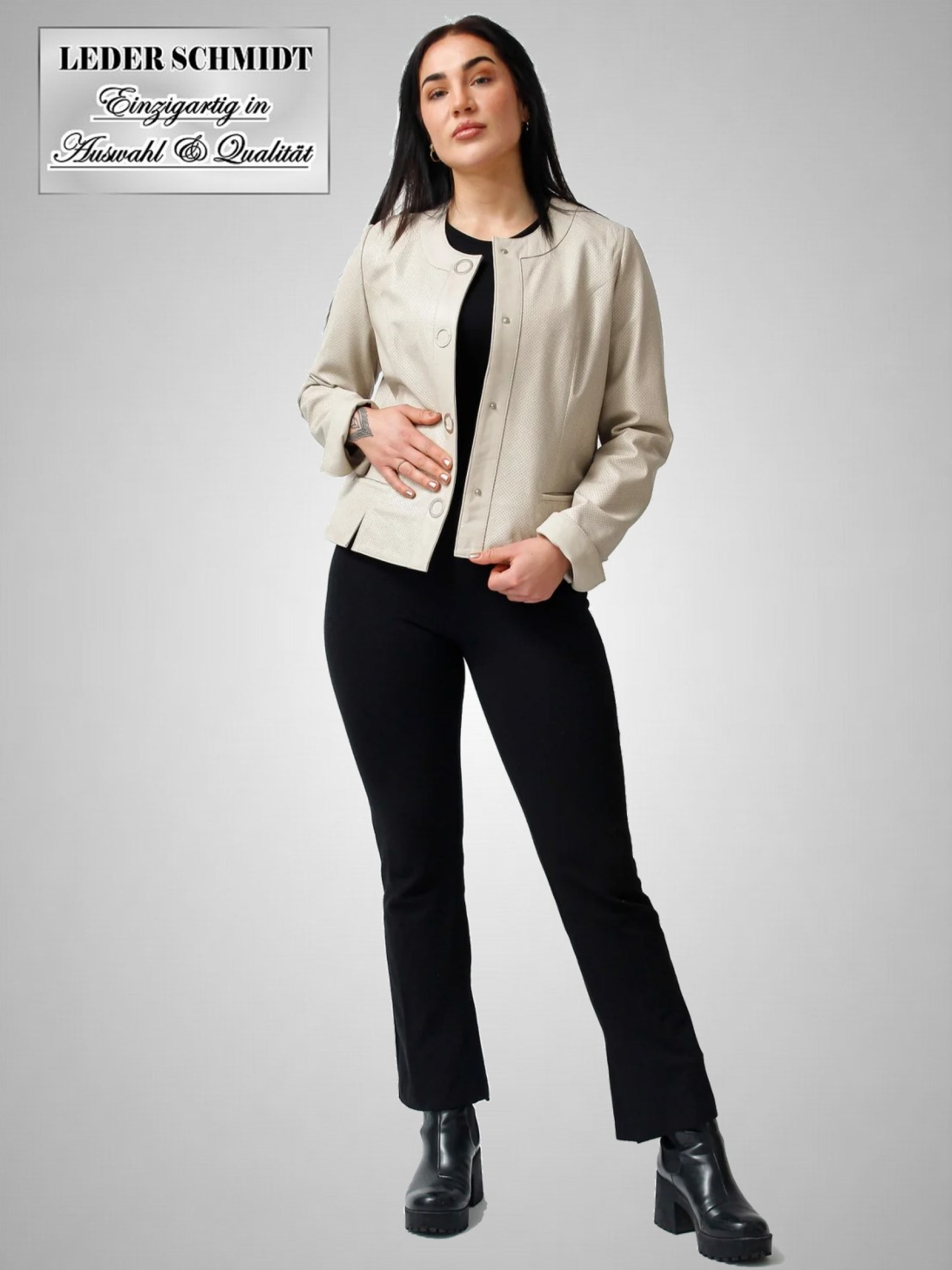 Damen Leder-Bolero perforiert