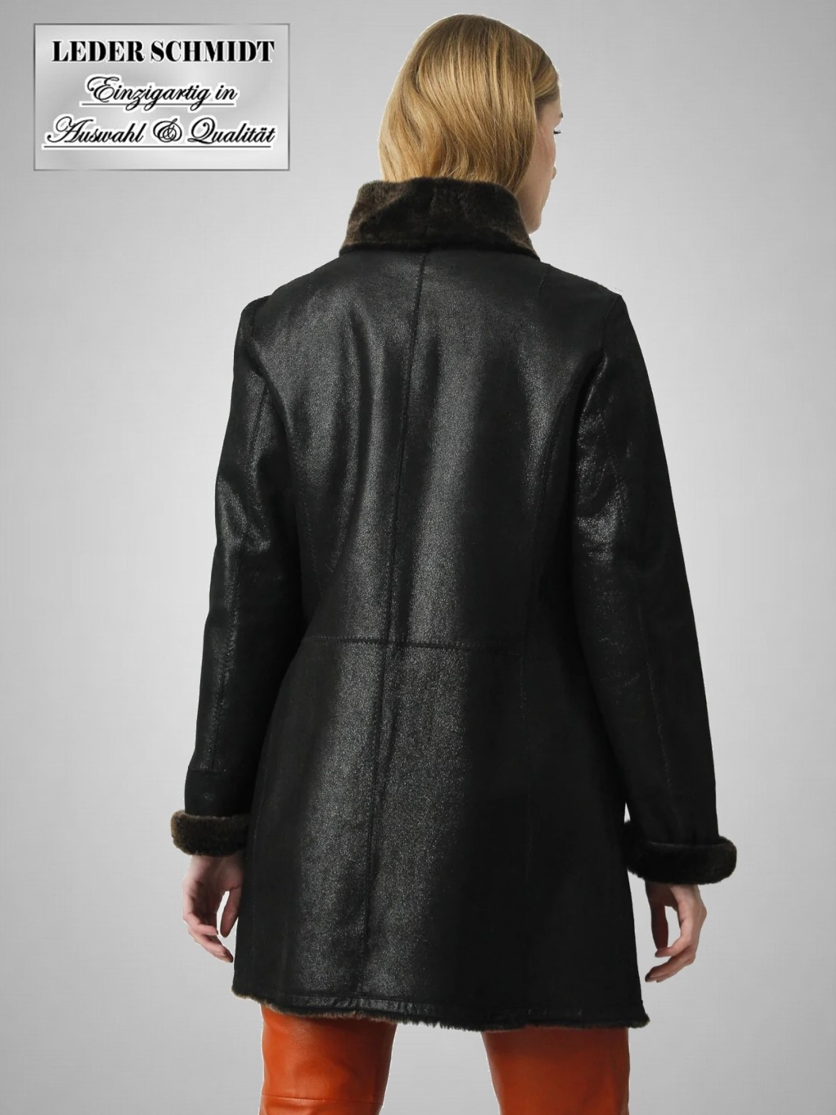 eichte Schaffelljacke lange Damen Lammfell Wendejacke