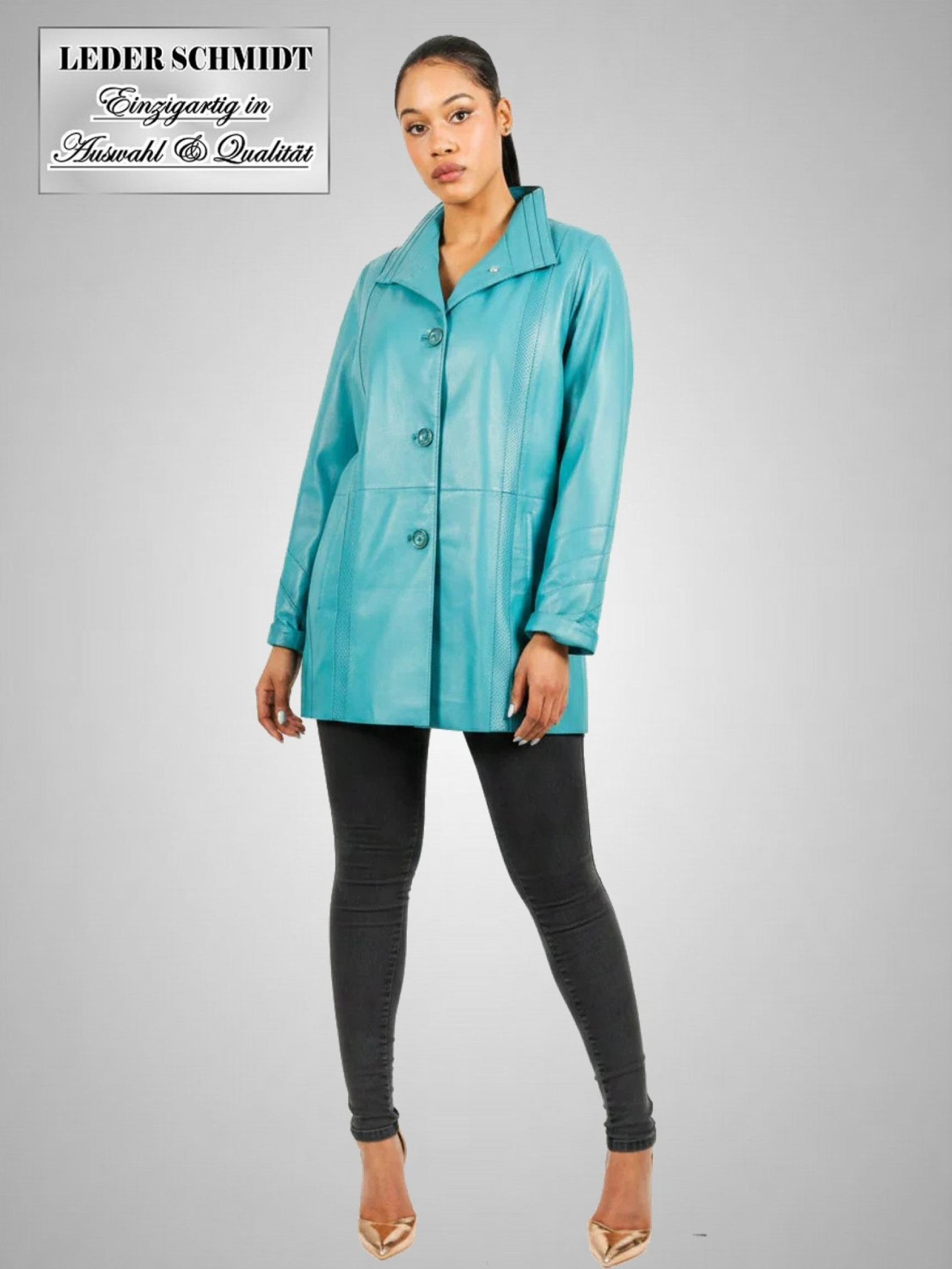 Perfekte Damen Übergangs Lederjacke in 1A Lammnappa braun antik  Frontverschluss zum Knöpfen hochschließbar Zwei Einschubtaschen für die Hände  Eine Innentasche Zwei perforierte Längsstreifen Vor-und Rückseite Schicke Ziernähte an den Seiten  Obermaterial