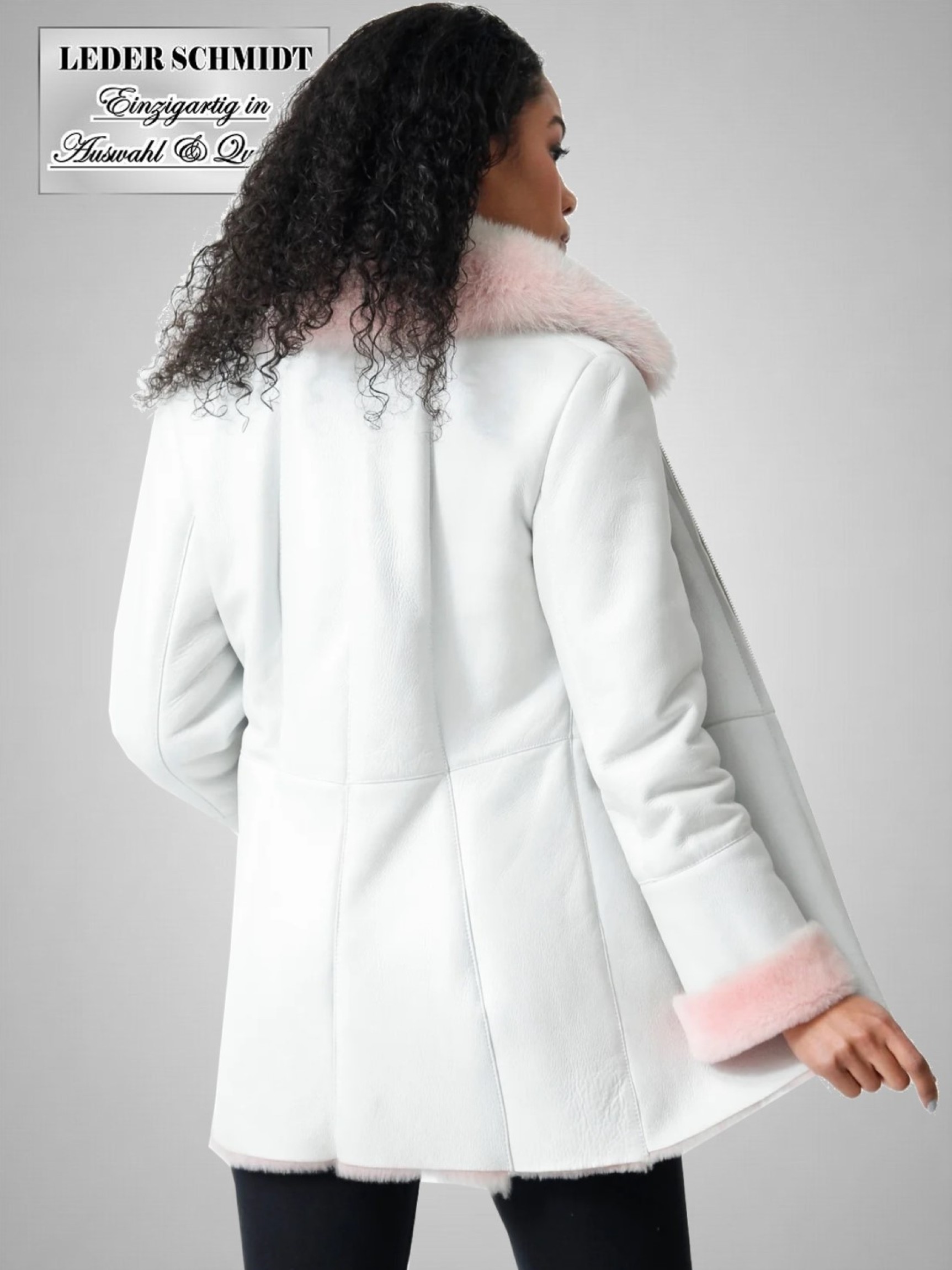 weiße Damen Lammfelljacke aus Merino Lammfell