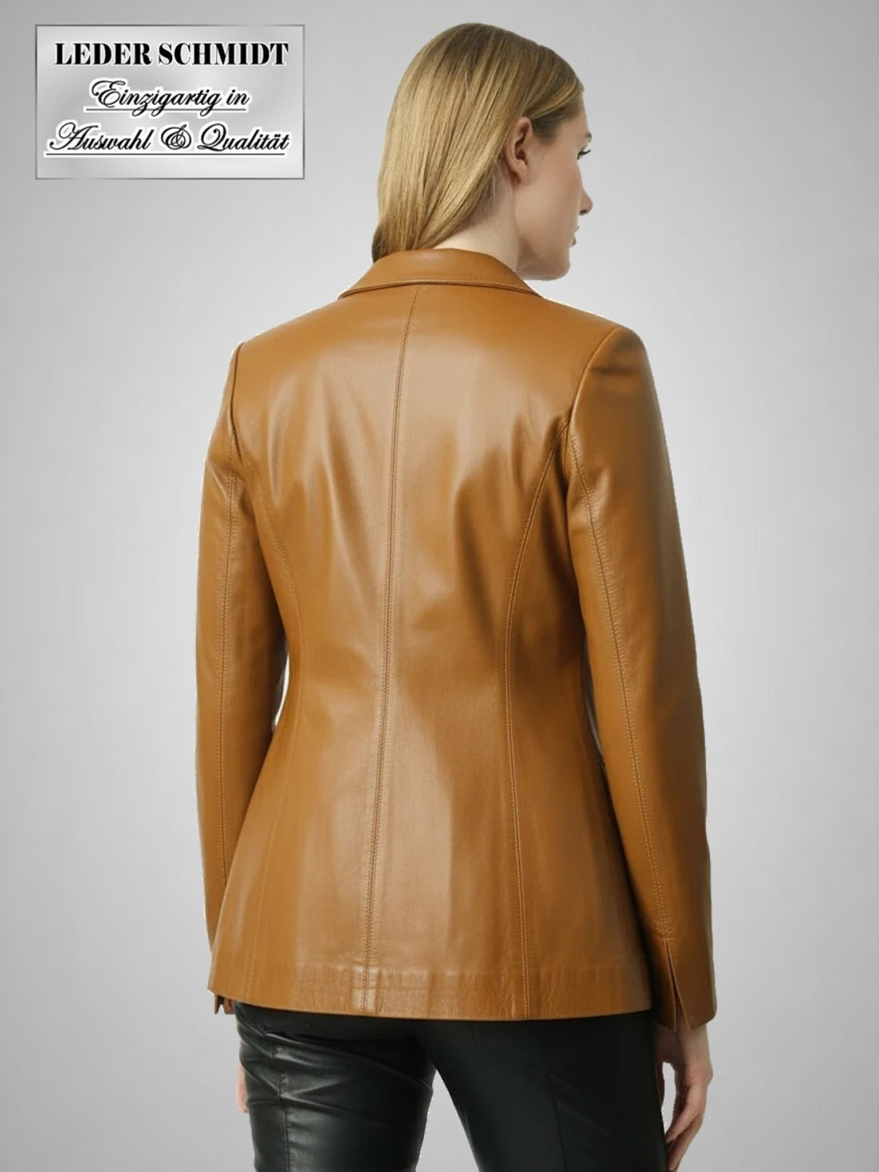 echter Damen Lederblazer lang