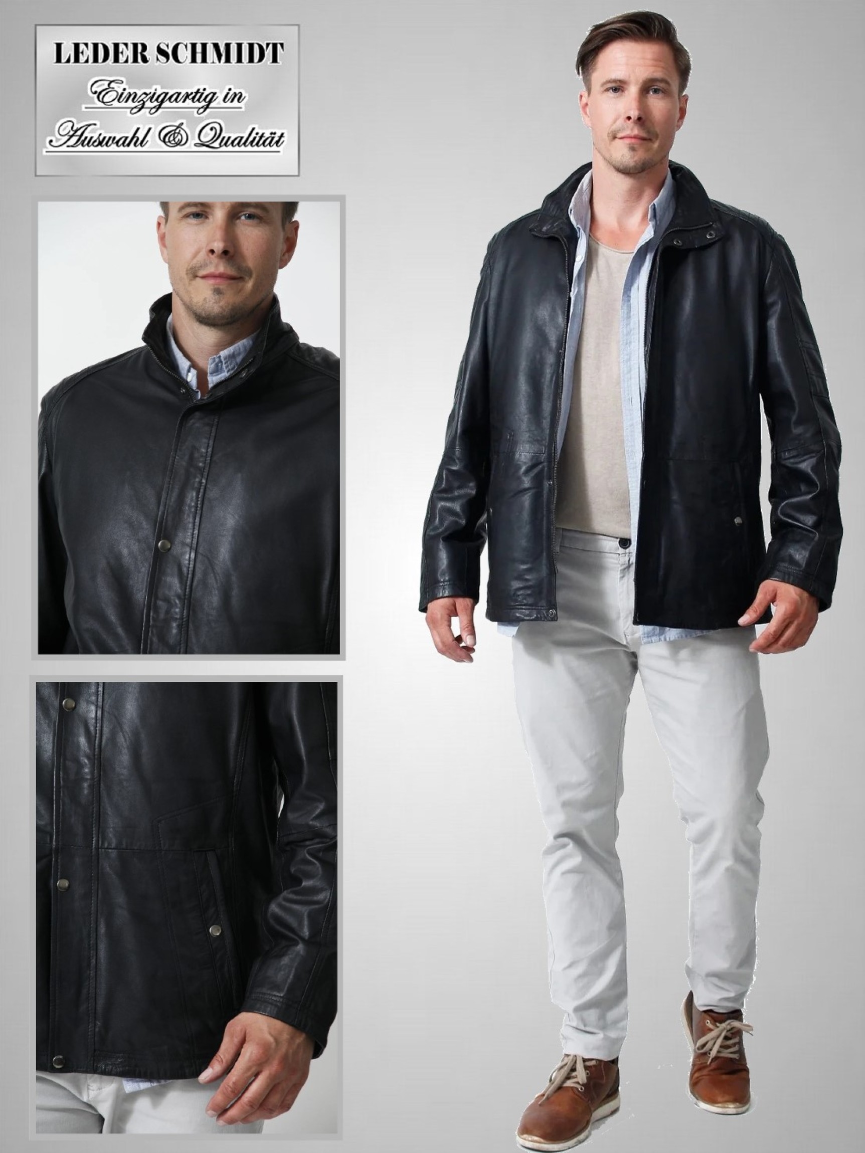 echte leichte Lammnappa Lederjacke schwarz Herren