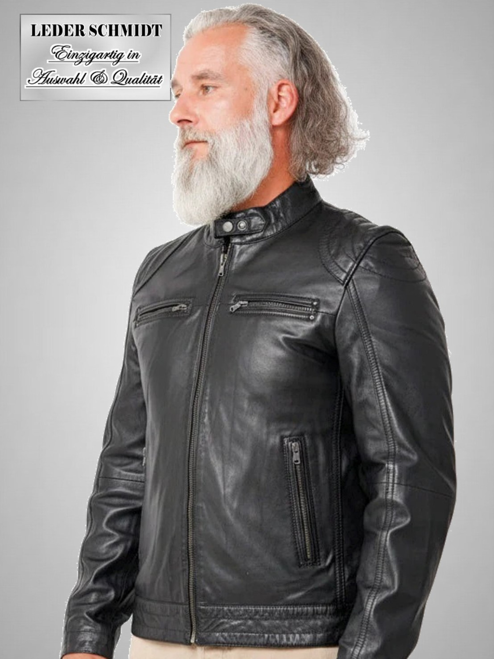 hochwertige sportliche Herren Lederjacke