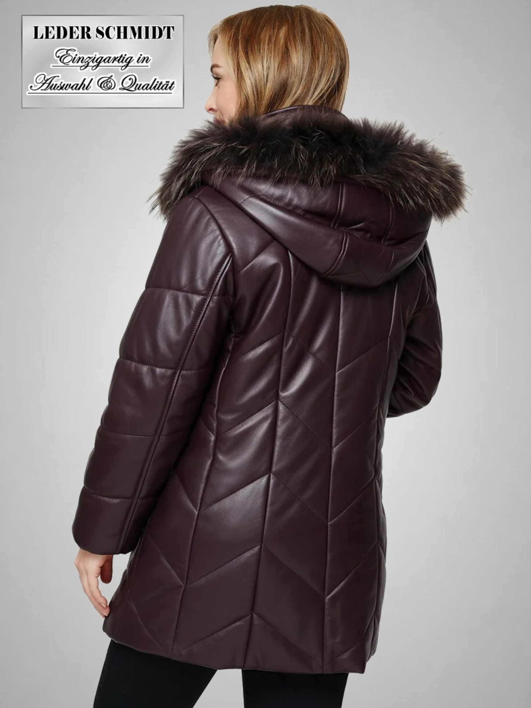 Hochwertiger Damen-Leder-Parka mit Kapuze