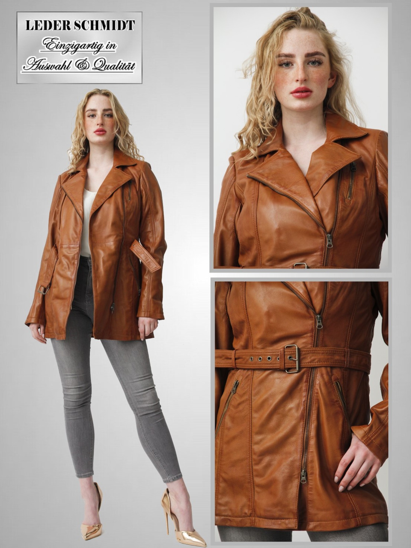 braune echte Damen Lederjacke Lammnappa