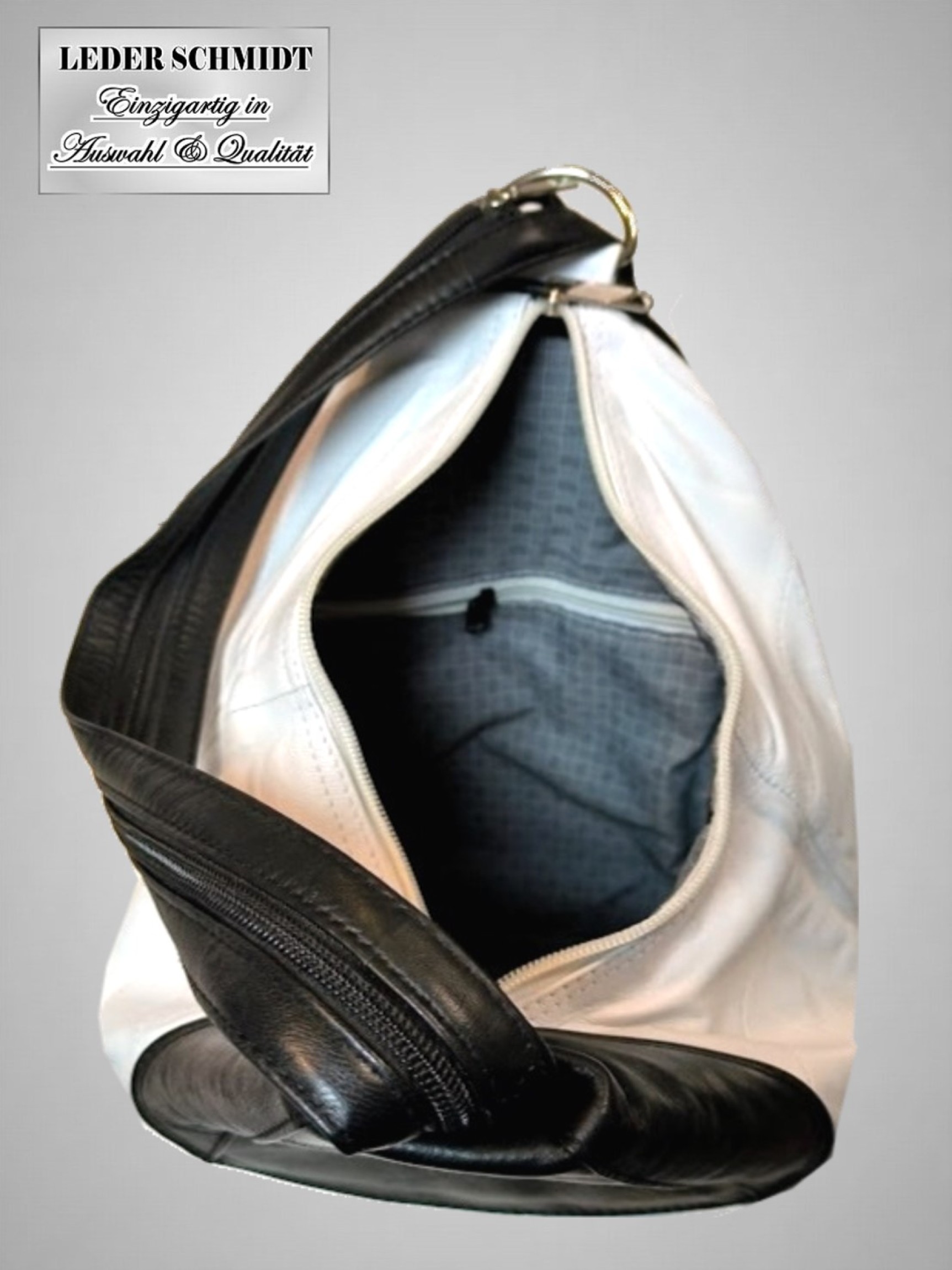 echter Rucksack aus Leder weiß