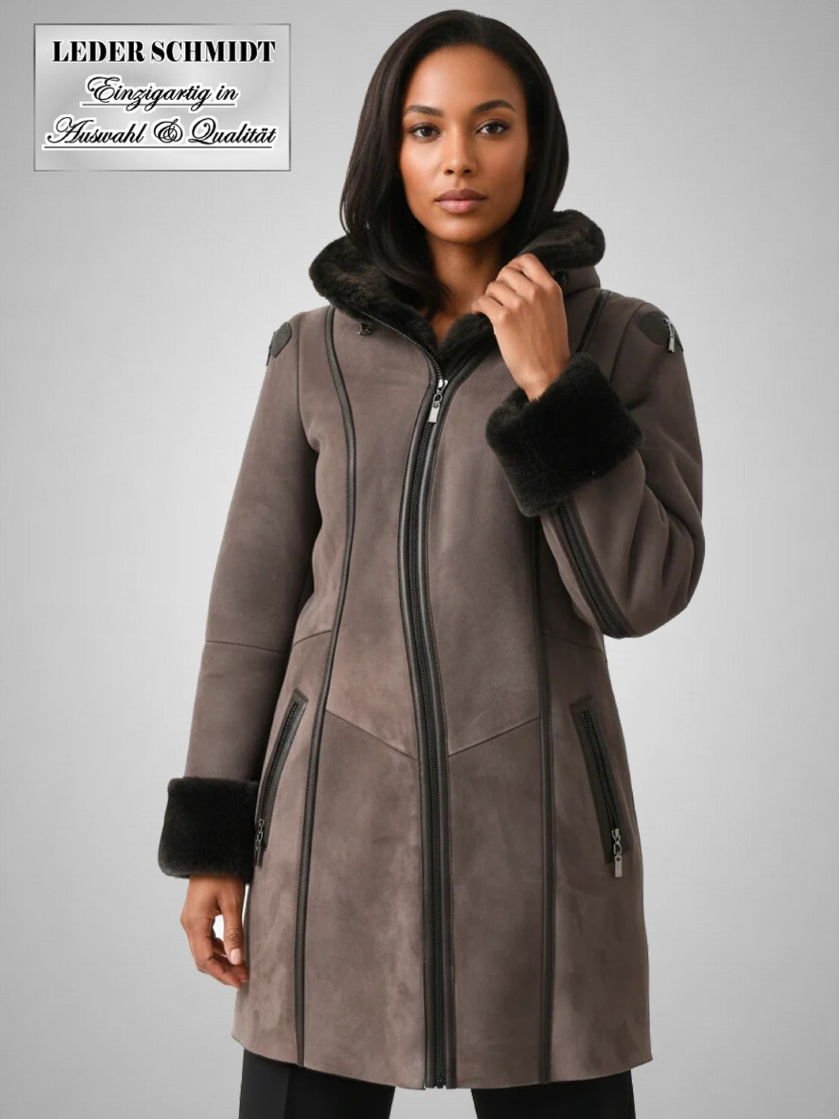 Damen Lammfelljacke mit Reißverschluss