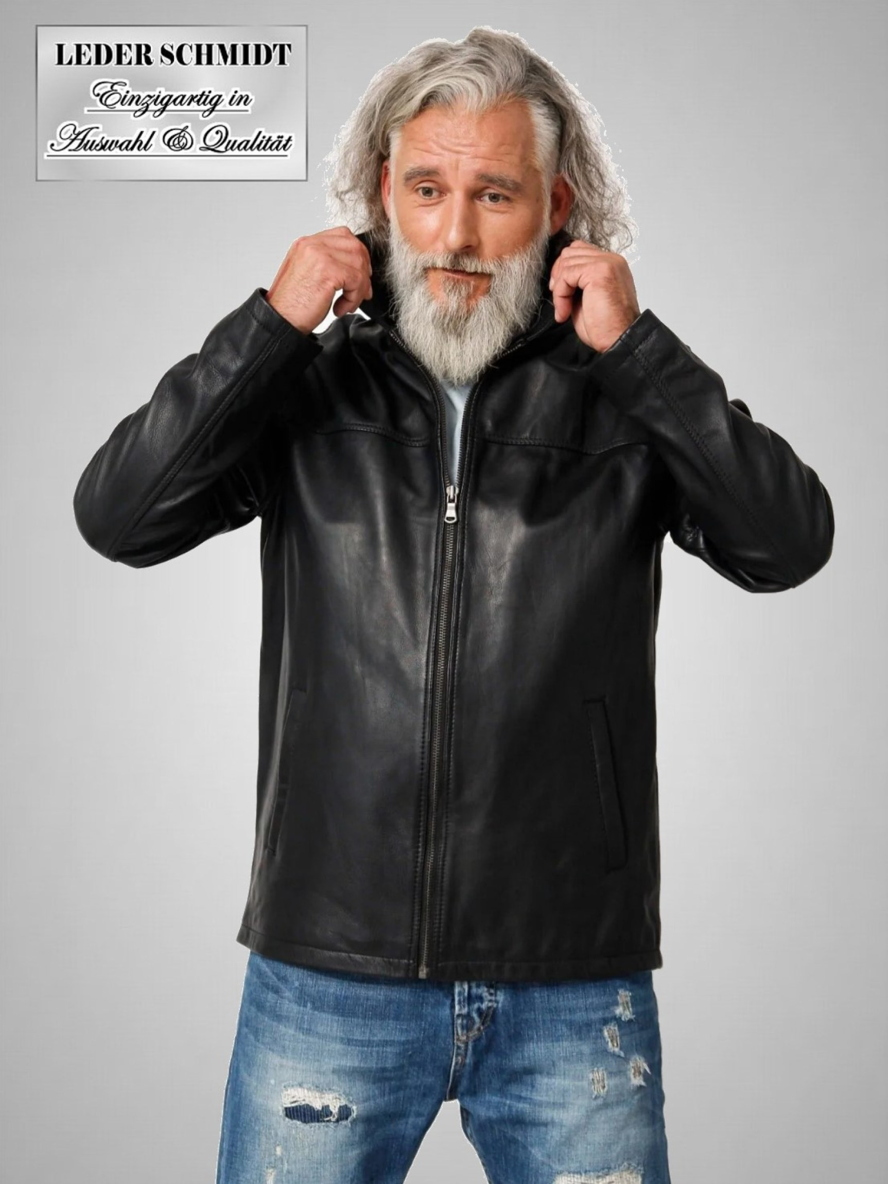 Klassische Herren Lederjacke in Kalbsnappa