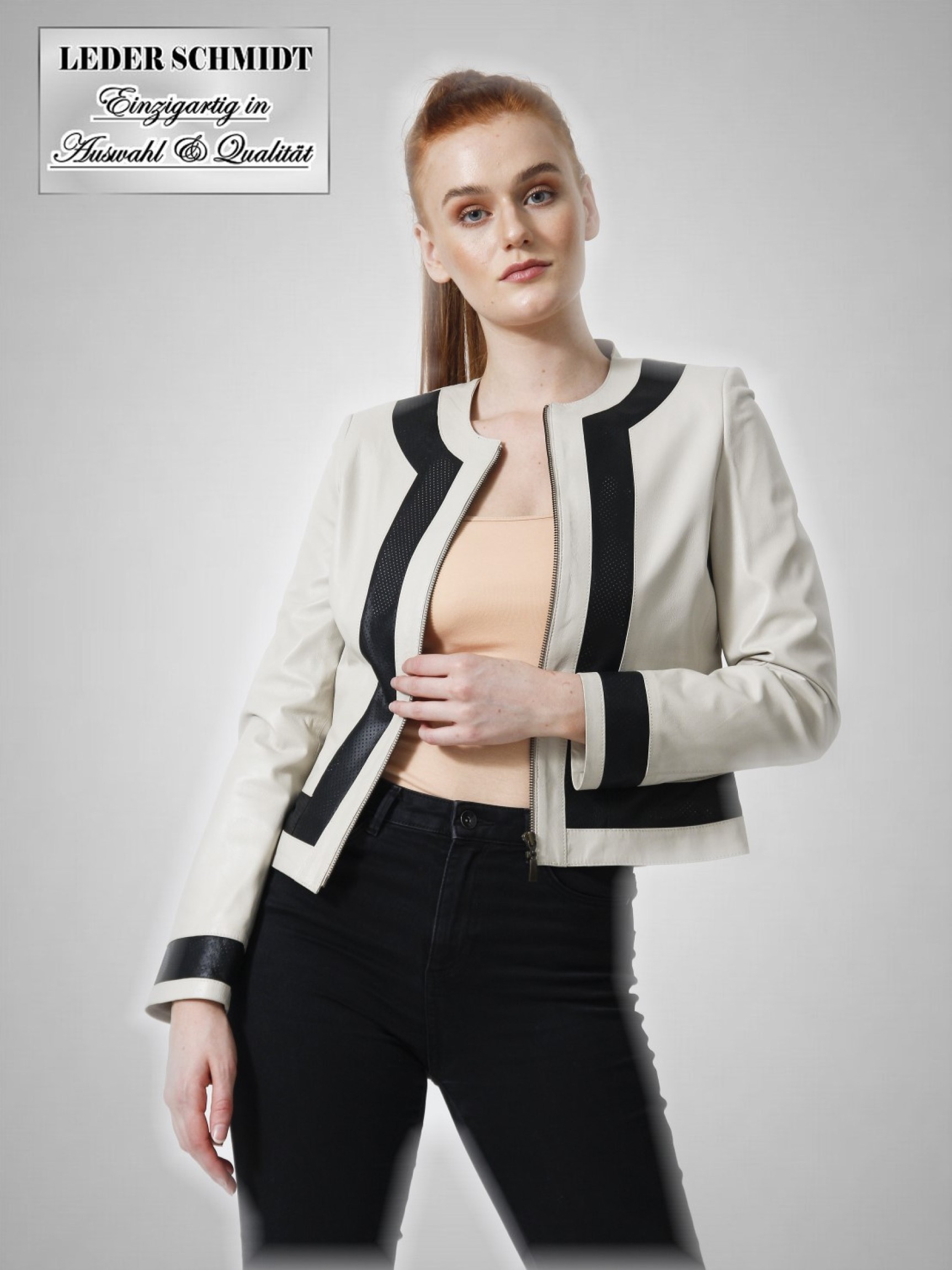kurze Damen Lederjacke ohne Bolero