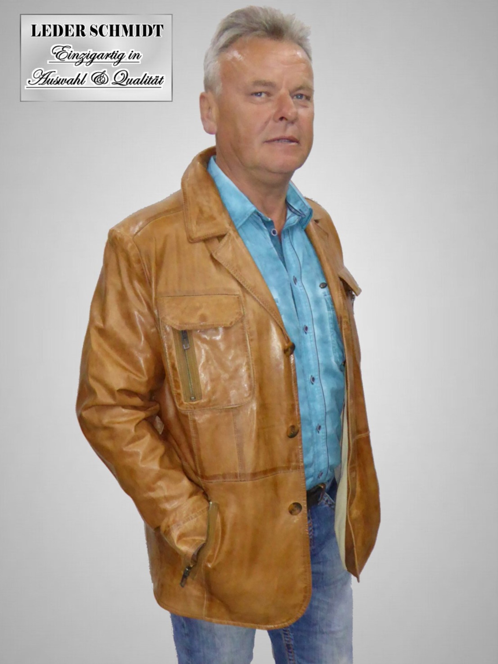 längere Herrenlederjacke