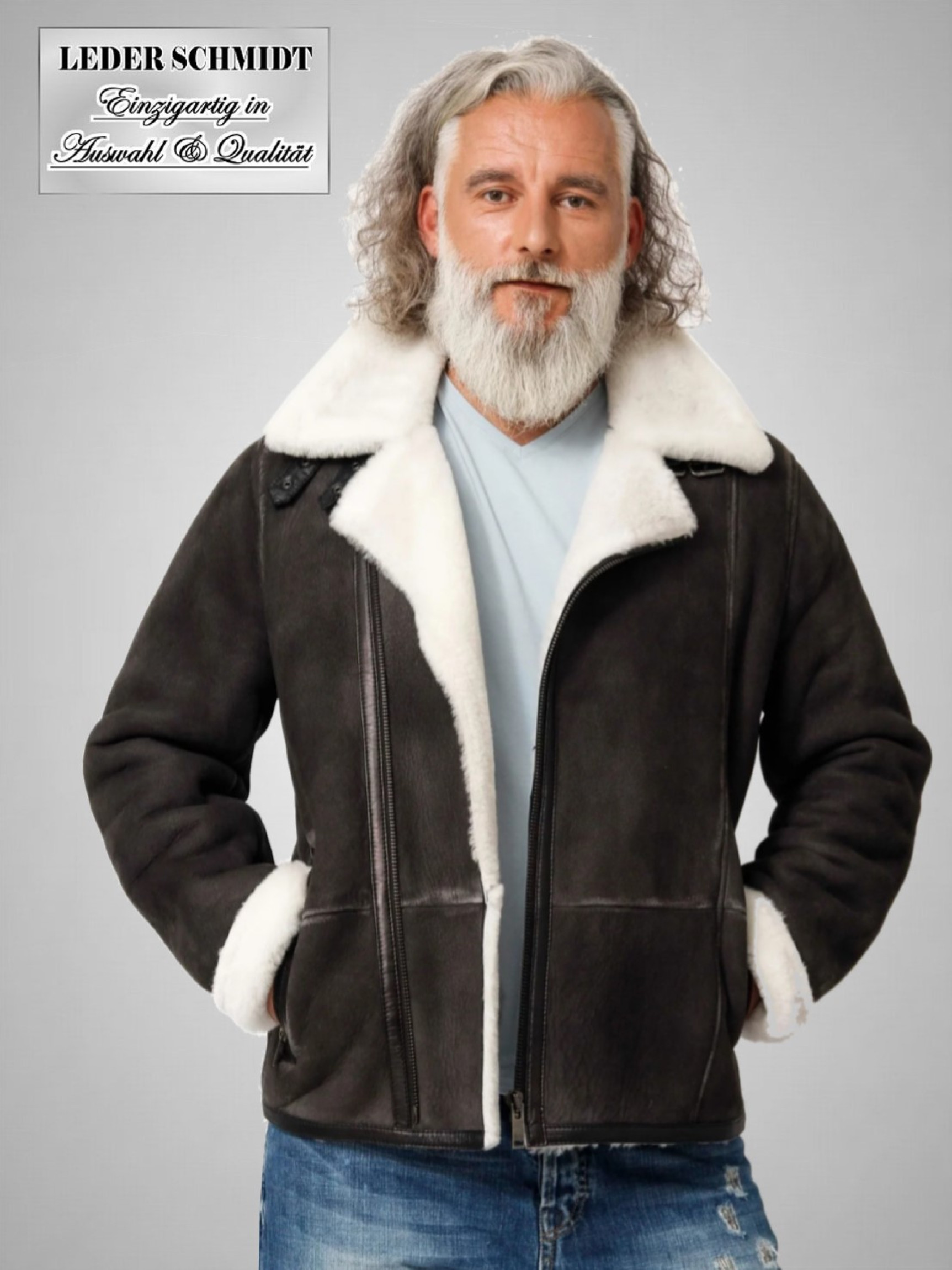 kurze Herren Lammfelljacke