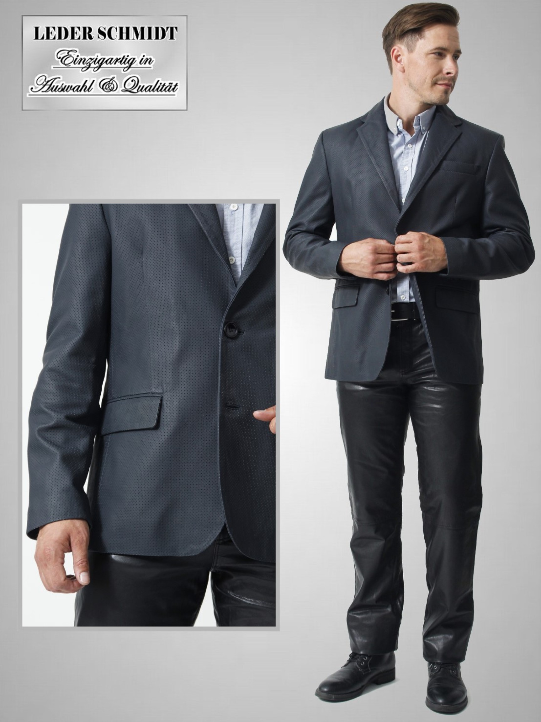 echtes Ledersakko leicht Lammnappa blau