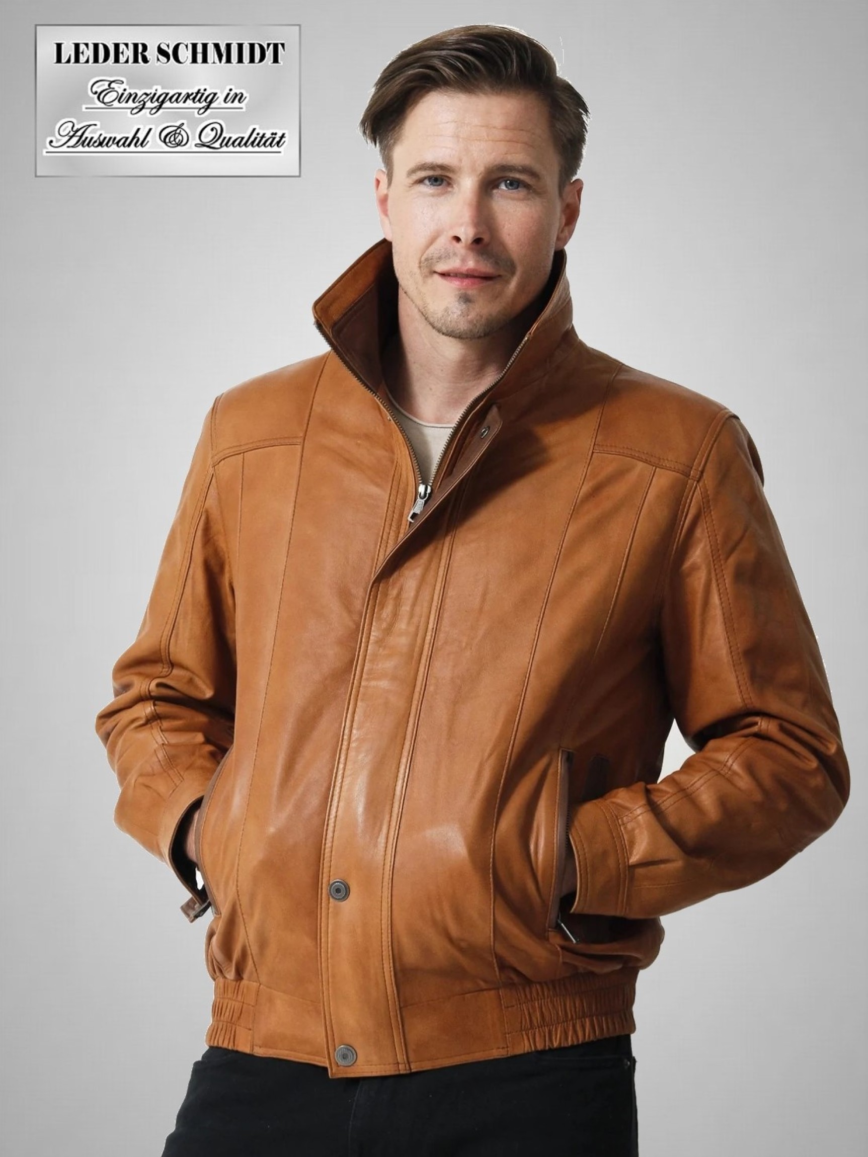 Lederjacke Herren echt kurz braun