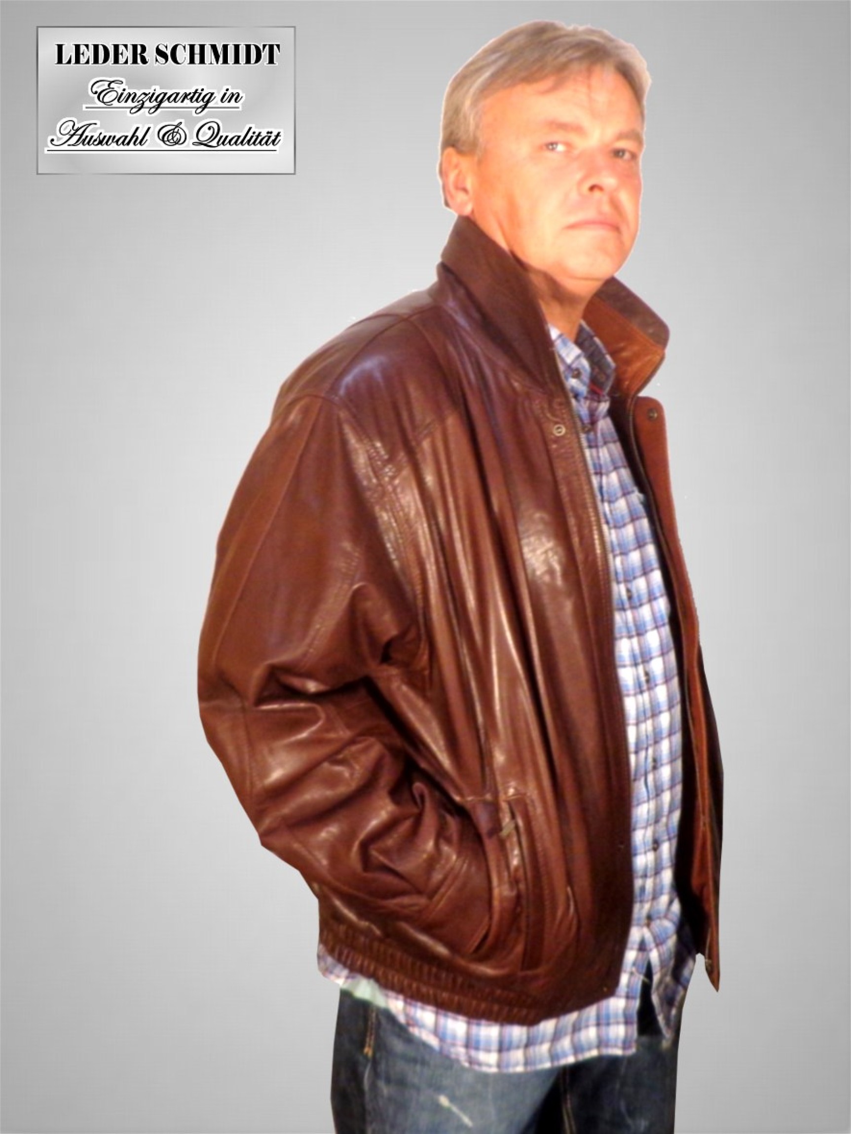 Herren Leder-Blouson in braun