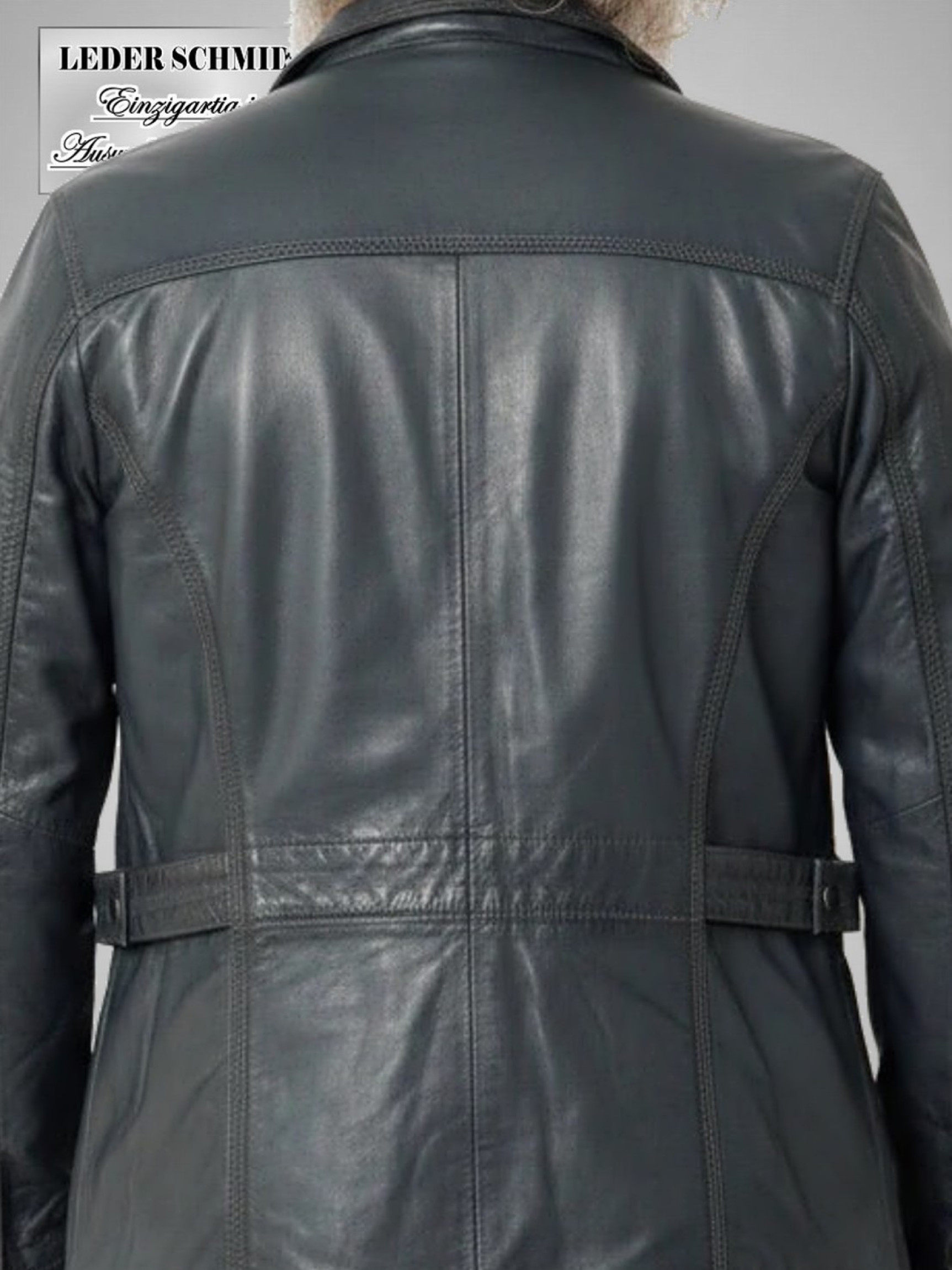 Sportliche lange leichte Herrenlederjacke