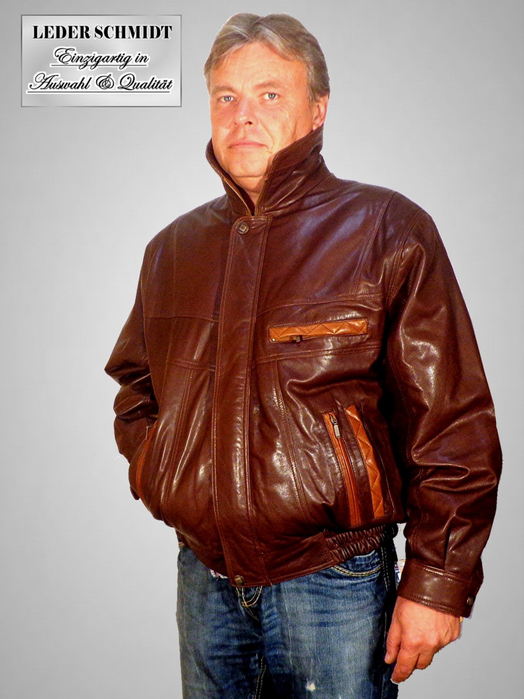 Herren Leder-Blouson in braun