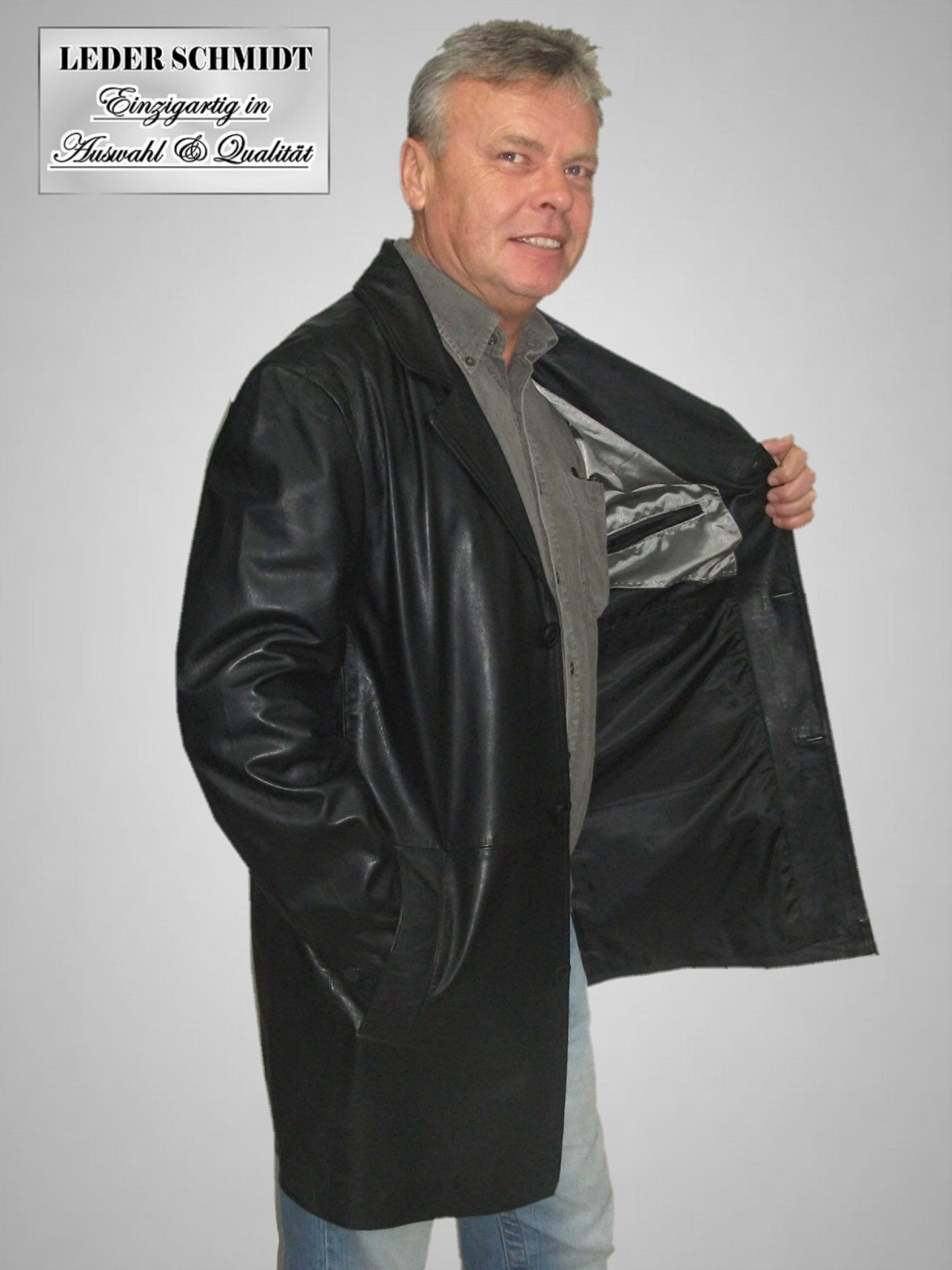 langer Herren Leder Mantel